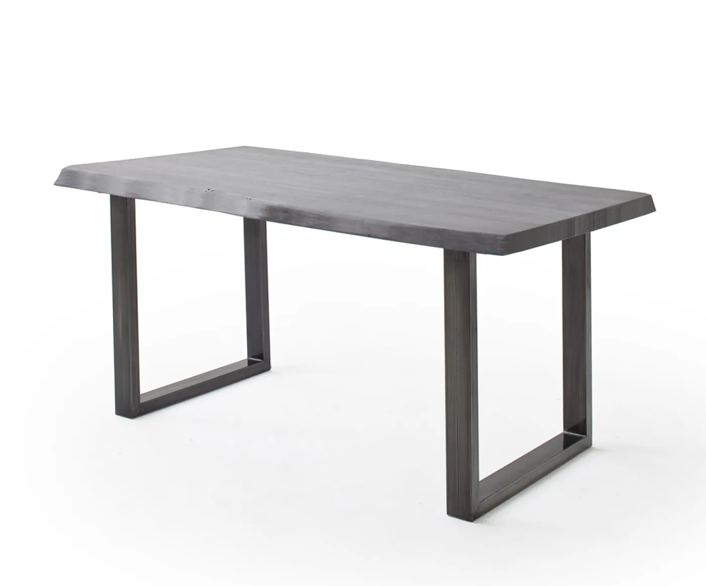 Esstisch Calabria | Akazie massiv | U-Gestell | grau / antik gewischt | 240 x 100-Tischplatte 5,5 cm