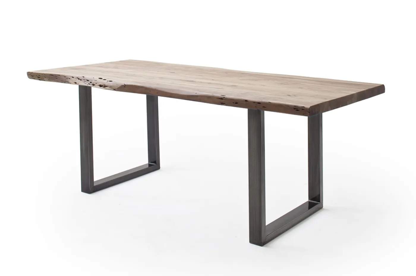 Esstisch Calabria | Akazie massiv | U-Gestell | natur / antik gewischt | 240 x 100-Tischplatte 5,5 cm