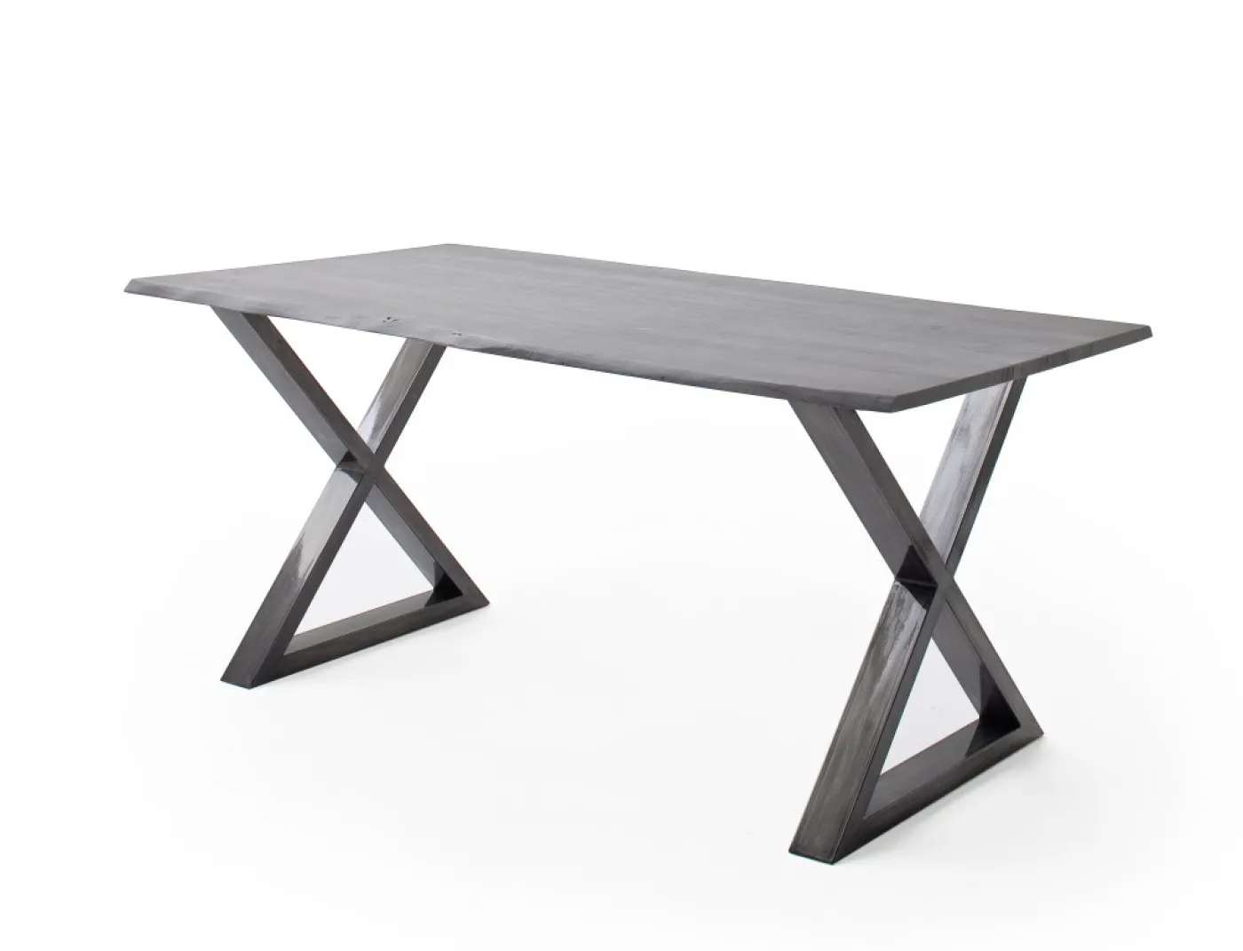 Esstisch Calabria | Akazie massiv | X-Gestell | 160/180/200/220/240 | grau / antik gewischt | verschiedene Größen