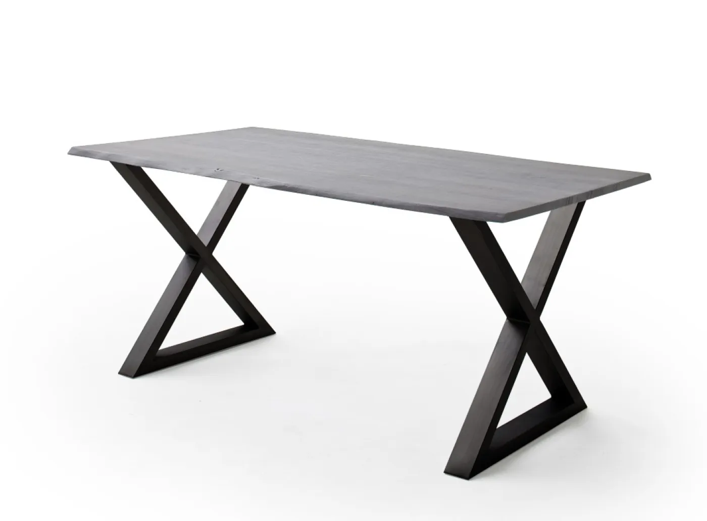 Esstisch Calabria | Akazie massiv | X-Gestell | grau / anthrazit | 160 x 90-Tischplatte 2,5 cm