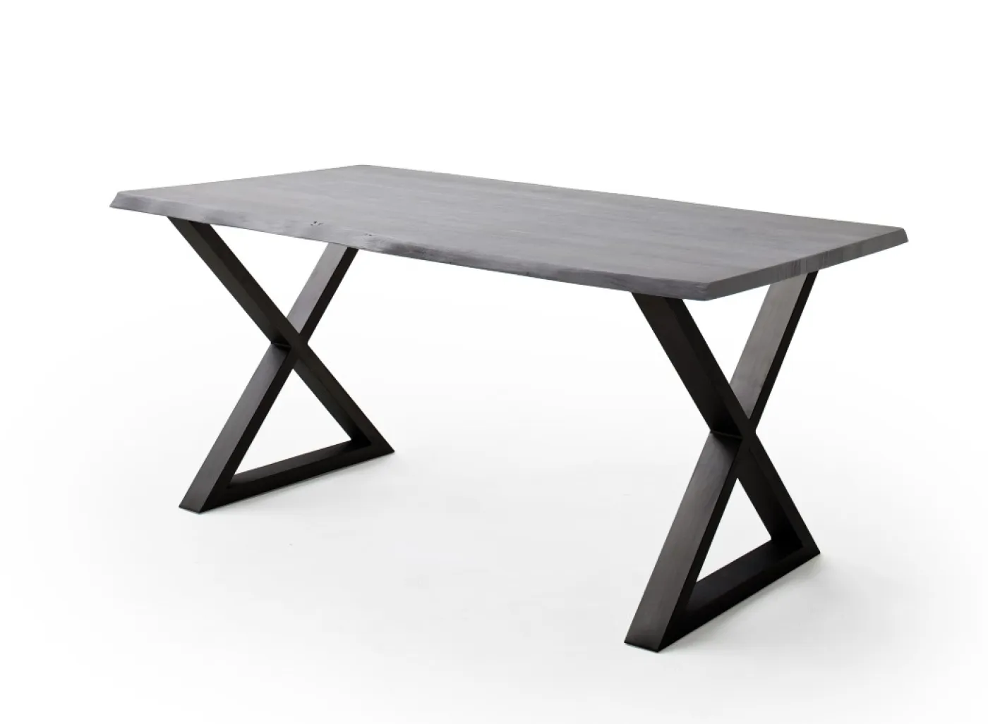 Esstisch Calabria | Akazie massiv | X-Gestell | grau / anthrazit | 180 x 100-Tischplatte 3,5 cm