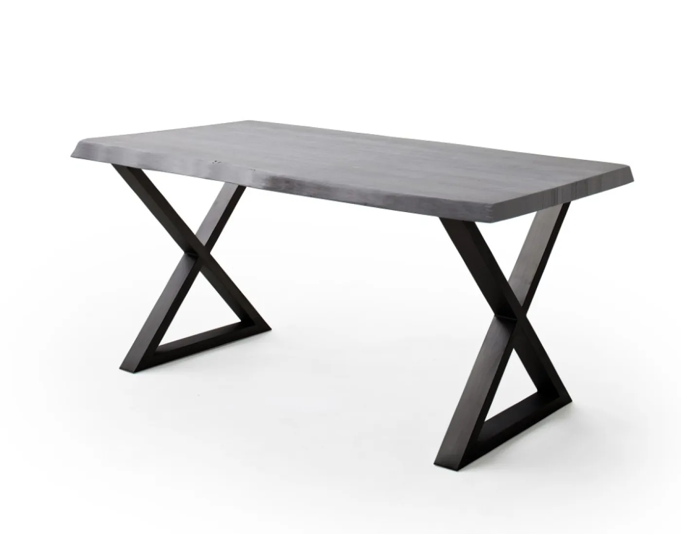 Esstisch Calabria | Akazie massiv | X-Gestell | grau / anthrazit | 220 x 100 -Tischplatte 5,5 cm