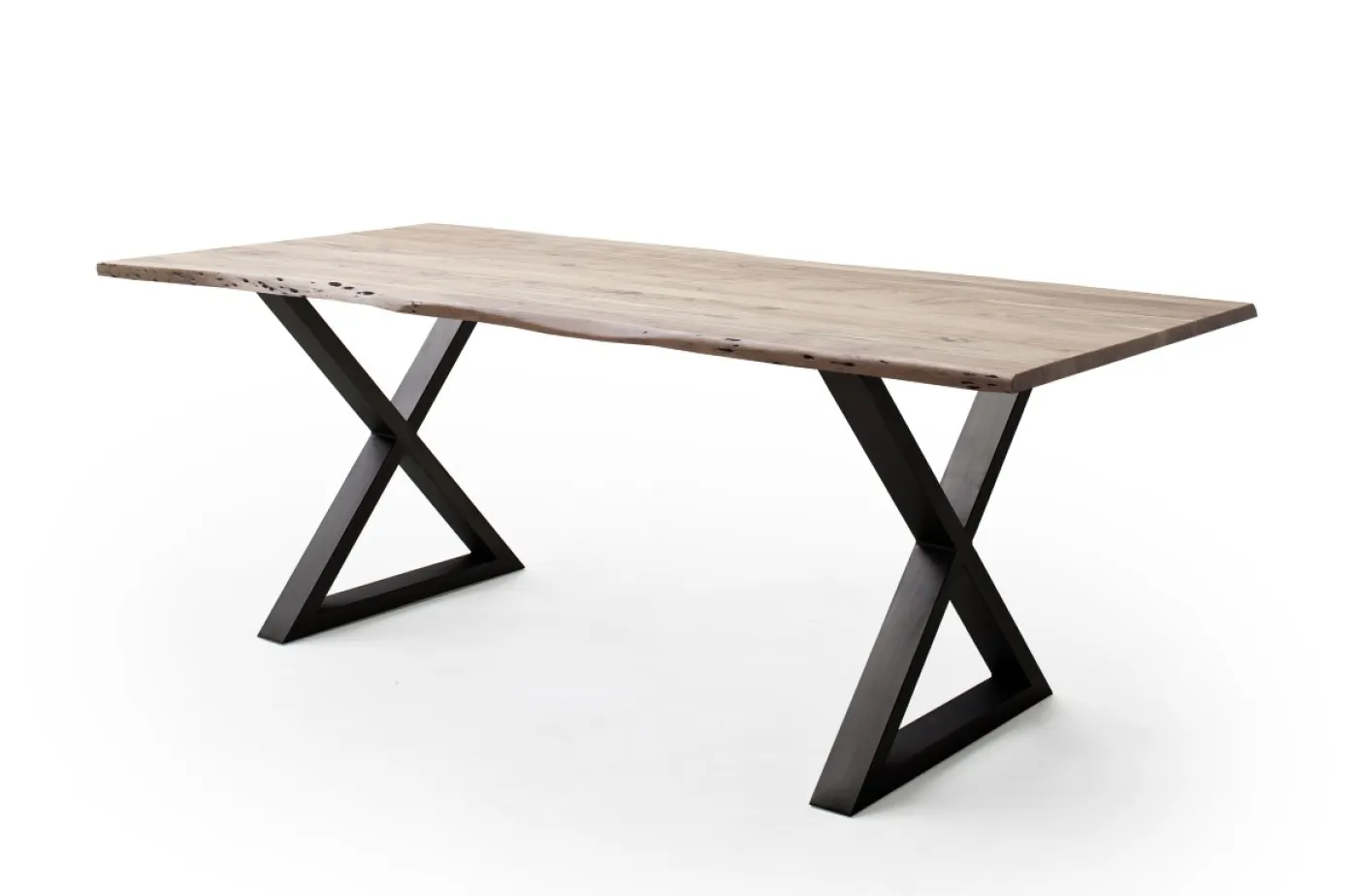 Esstisch Calabria | Akazie massiv | X-Gestell | natur / anthrazit | 180 x 90-Tischplatte 2,5 cm