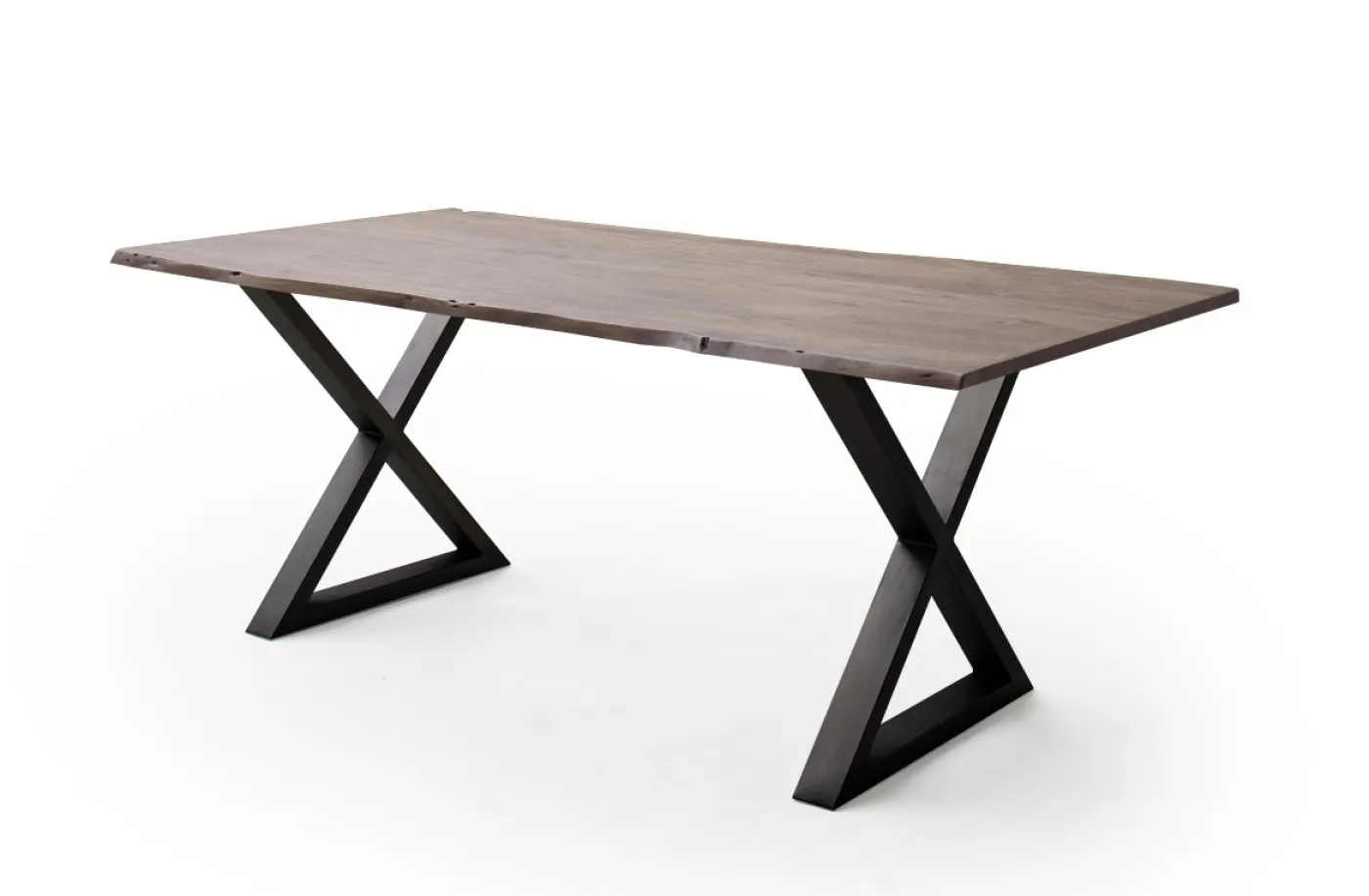 Esstisch Calabria | Akazie massiv | X-Gestell | walnuss / anthrazit | 160 x 90-Tischplatte 2,5 cm
