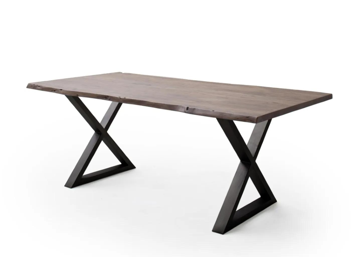 Esstisch Calabria | Akazie massiv | X-Gestell | walnuss / anthrazit | 180 x 100-Tischplatte 3,5 cm
