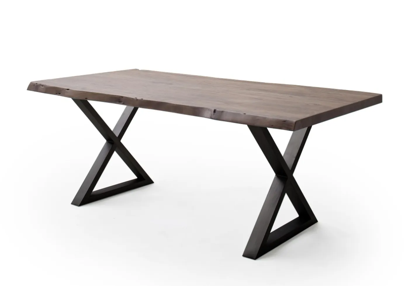 Esstisch Calabria | Akazie massiv | X-Gestell | walnuss / anthrazit | 200 x 100 -Tischplatte 5,5 cm