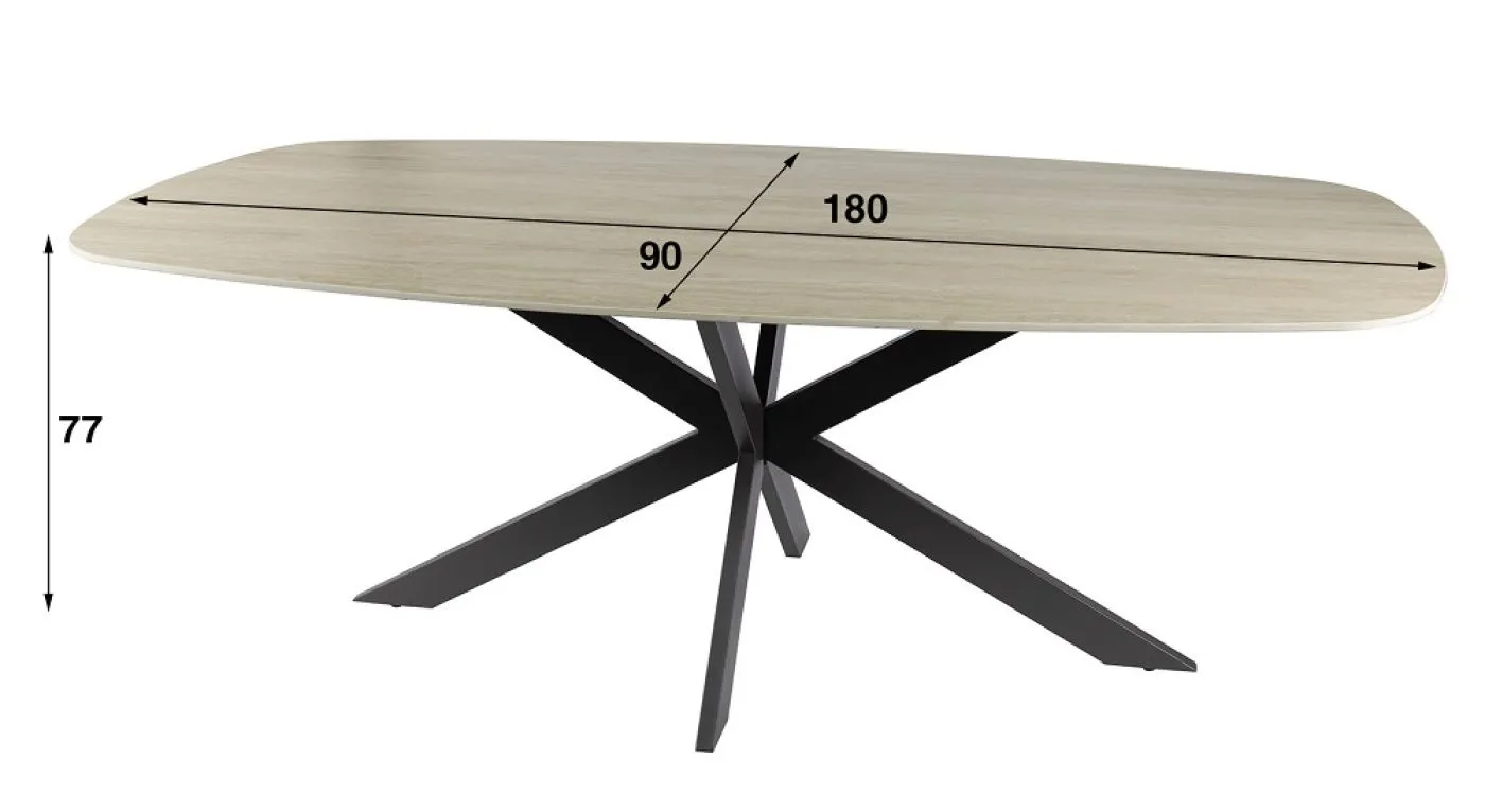 Esstisch Ele | oval | 180 cm | Keramik | Travertin