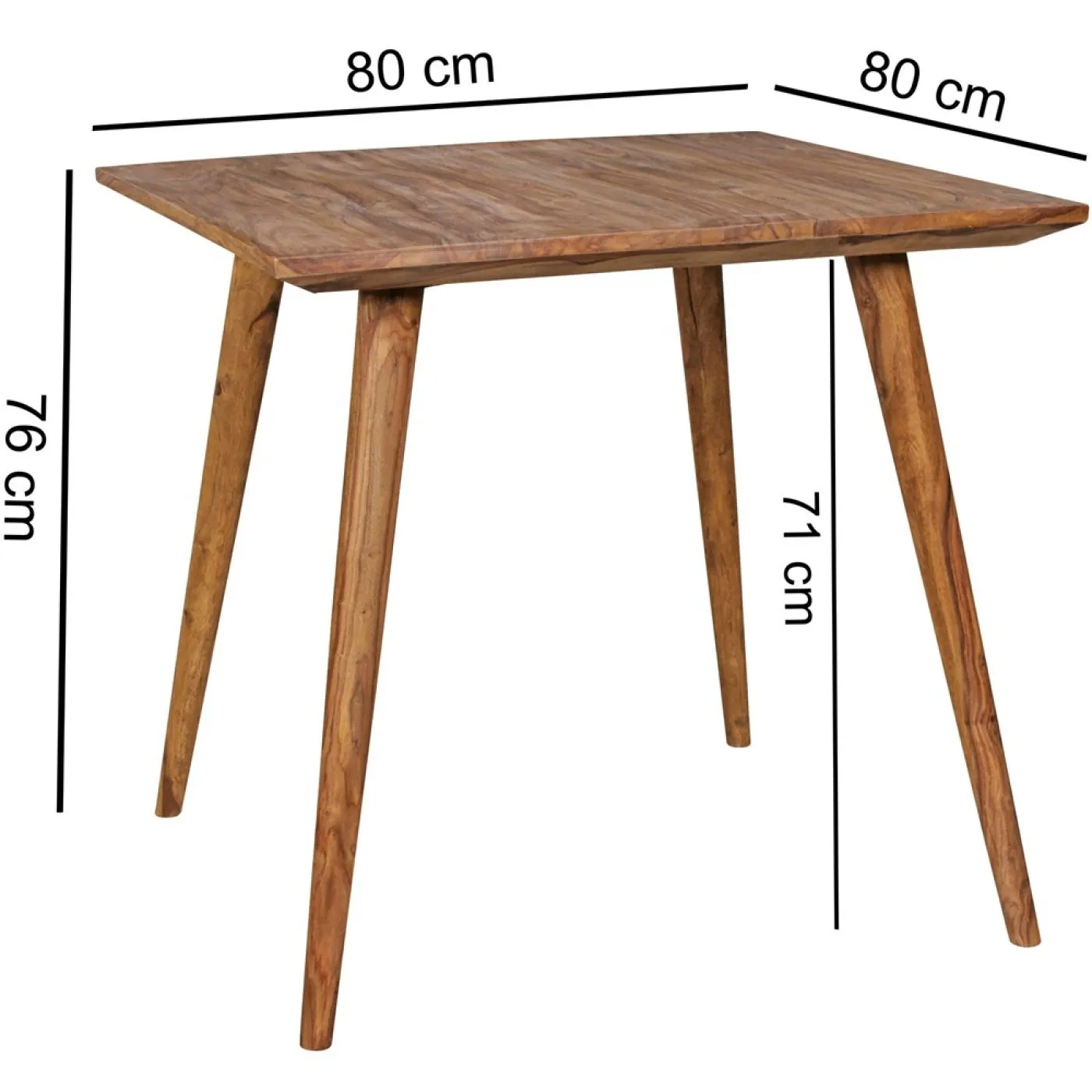 Esstisch Elias | 80x80 | Sheesham Holz massiv | dunkelbraun