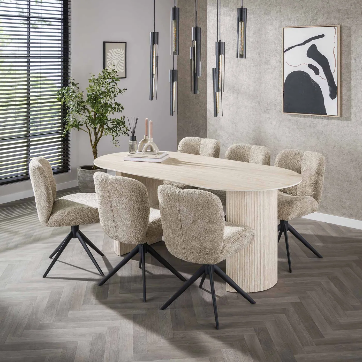 Esstisch Homa | Keramik Travertin | 180 cm | beige