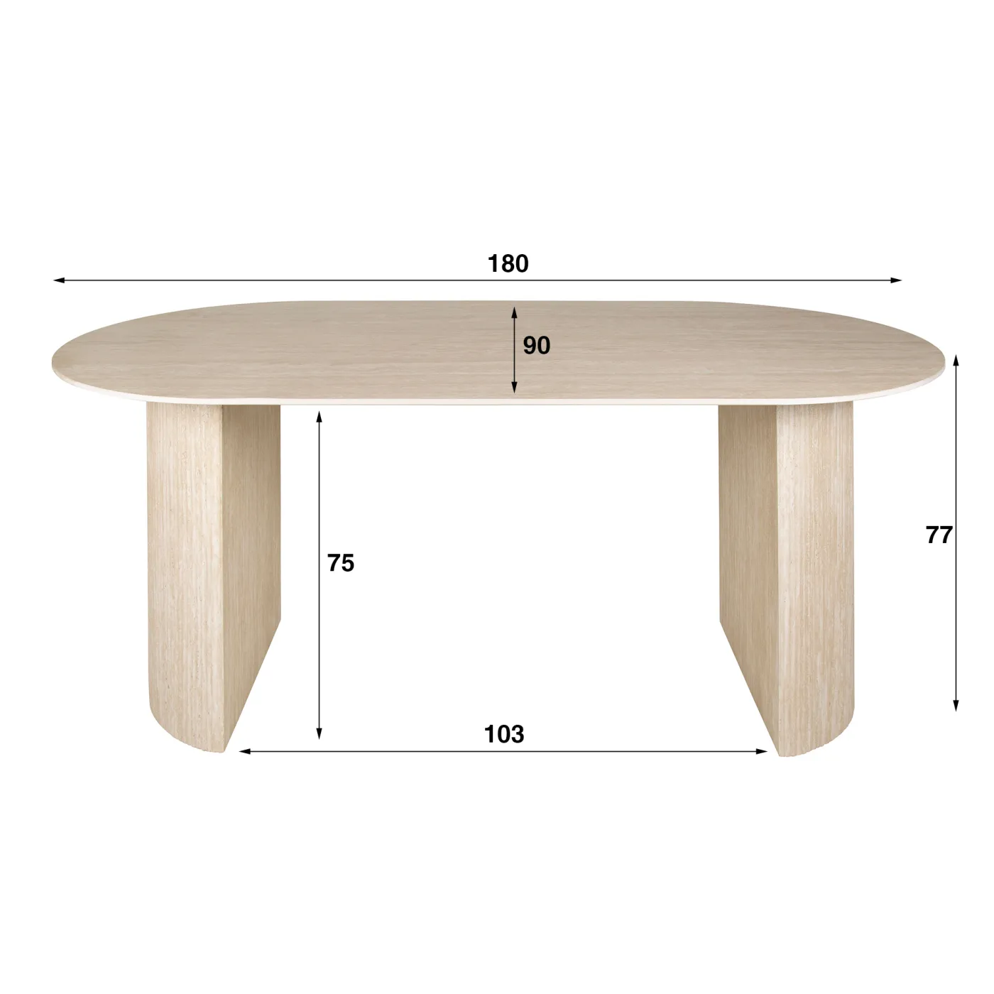 Esstisch Homa | Keramik Travertin | 180 cm | beige
