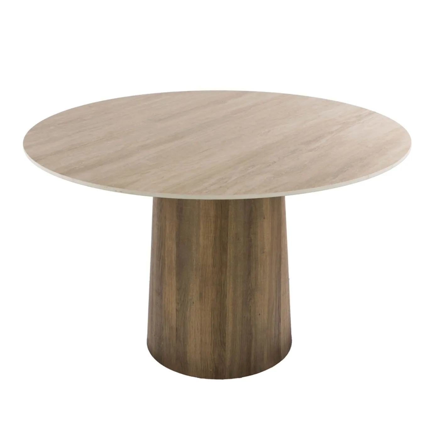 Esstisch Homa | Keramik Travertin | rund | Ø 120cm | Eiche / beige