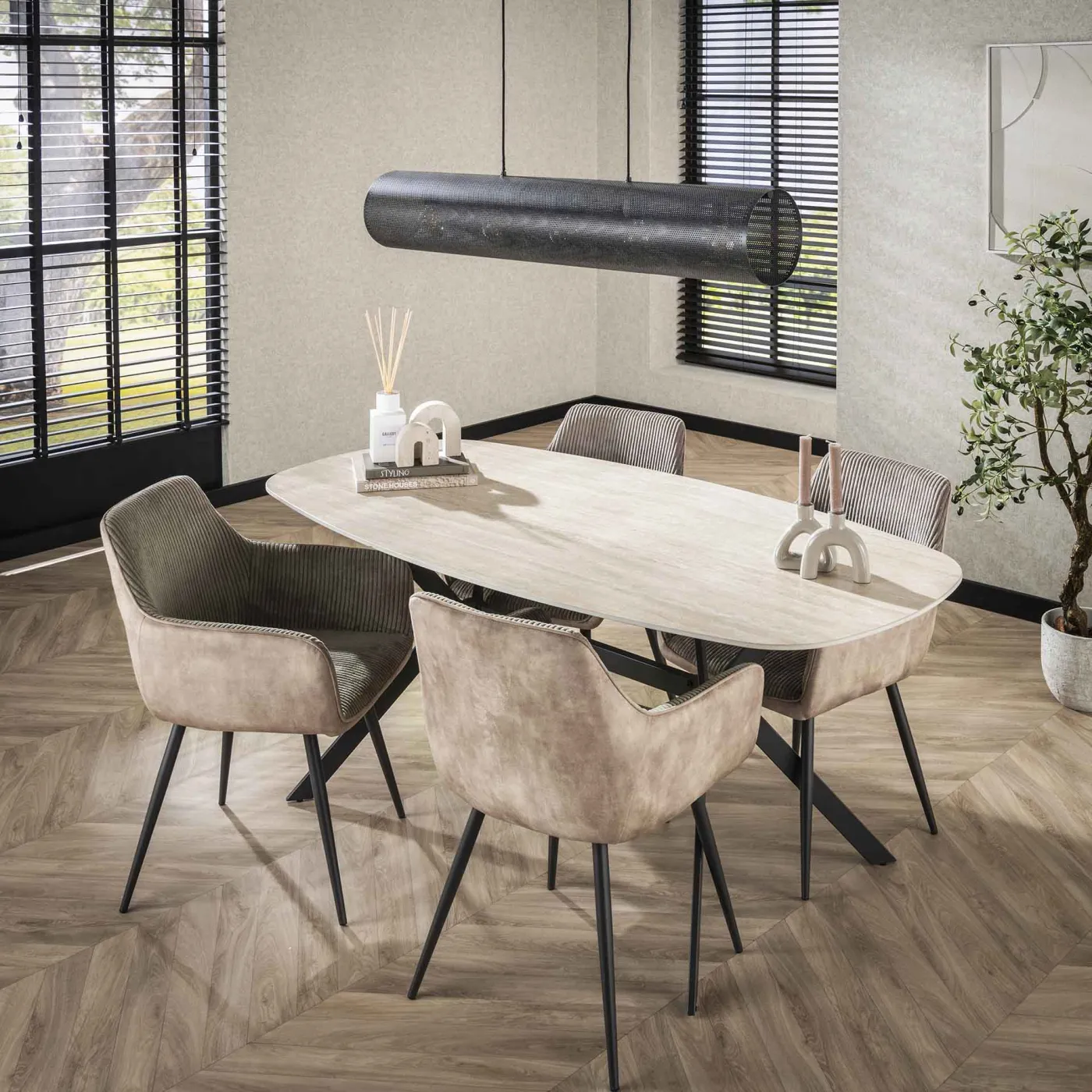 Esstisch Mindo oval | Keramik Travertin | 180 cm