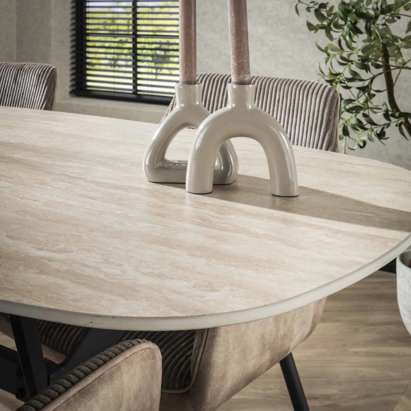Esstisch Mindo oval | Keramik Travertin | 180 cm