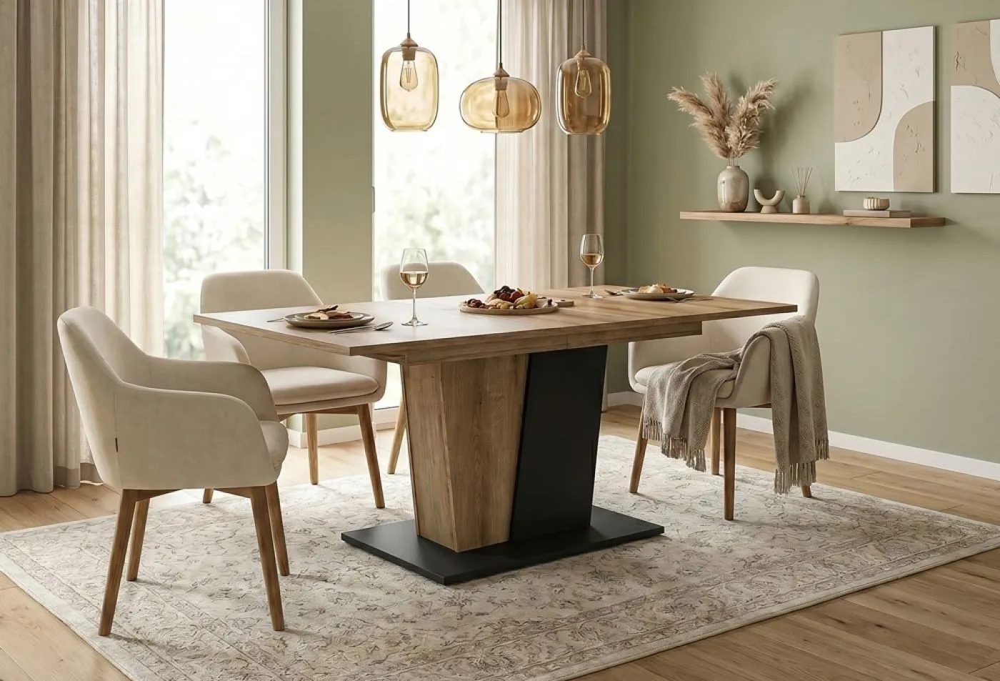Esstisch Molina 1 | 150(230)x90 | Evoke Oak / Basalt grau