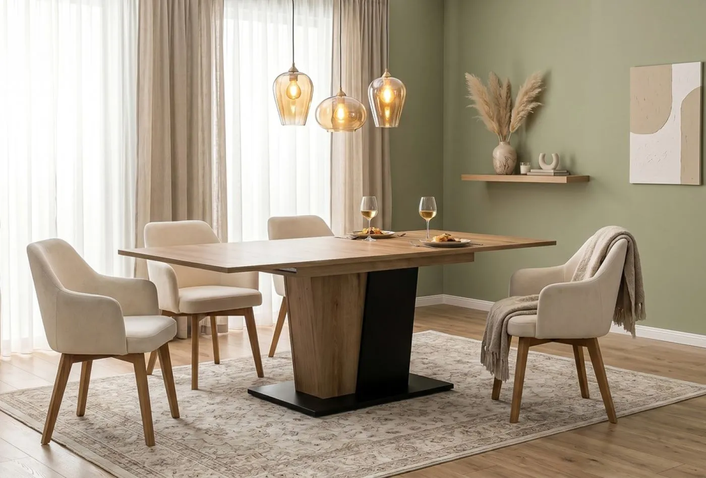 Esstisch Molina 1 | 150(230)x90 | Evoke Oak / Basalt grau