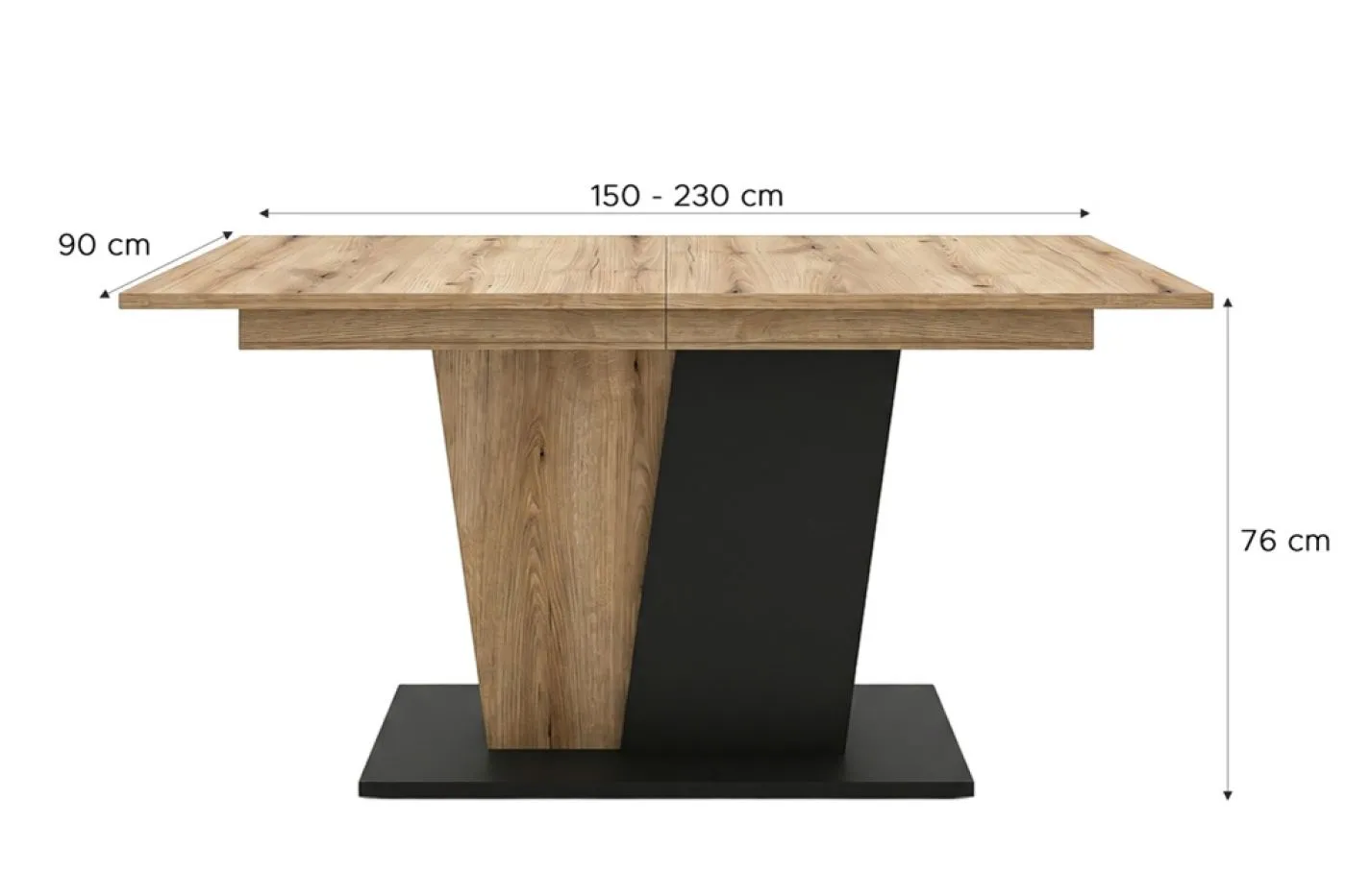 Esstisch Molina 1 | 150(230)x90 | Evoke Oak / Basalt grau