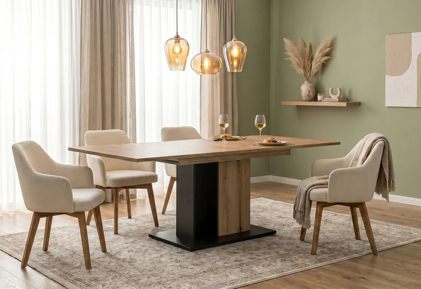 Esstisch Molina | 150(230)x90 | Evoke Oak / Basalt grau