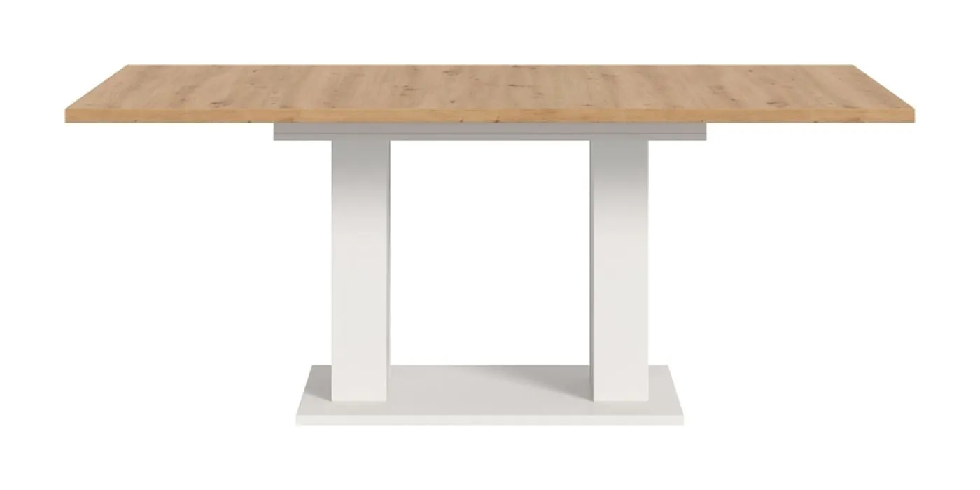 Esstisch Motion | ausziehbar | Doppelsäulen-Fußgestell | Artisan Eiche / weiß | 150(190)x90
