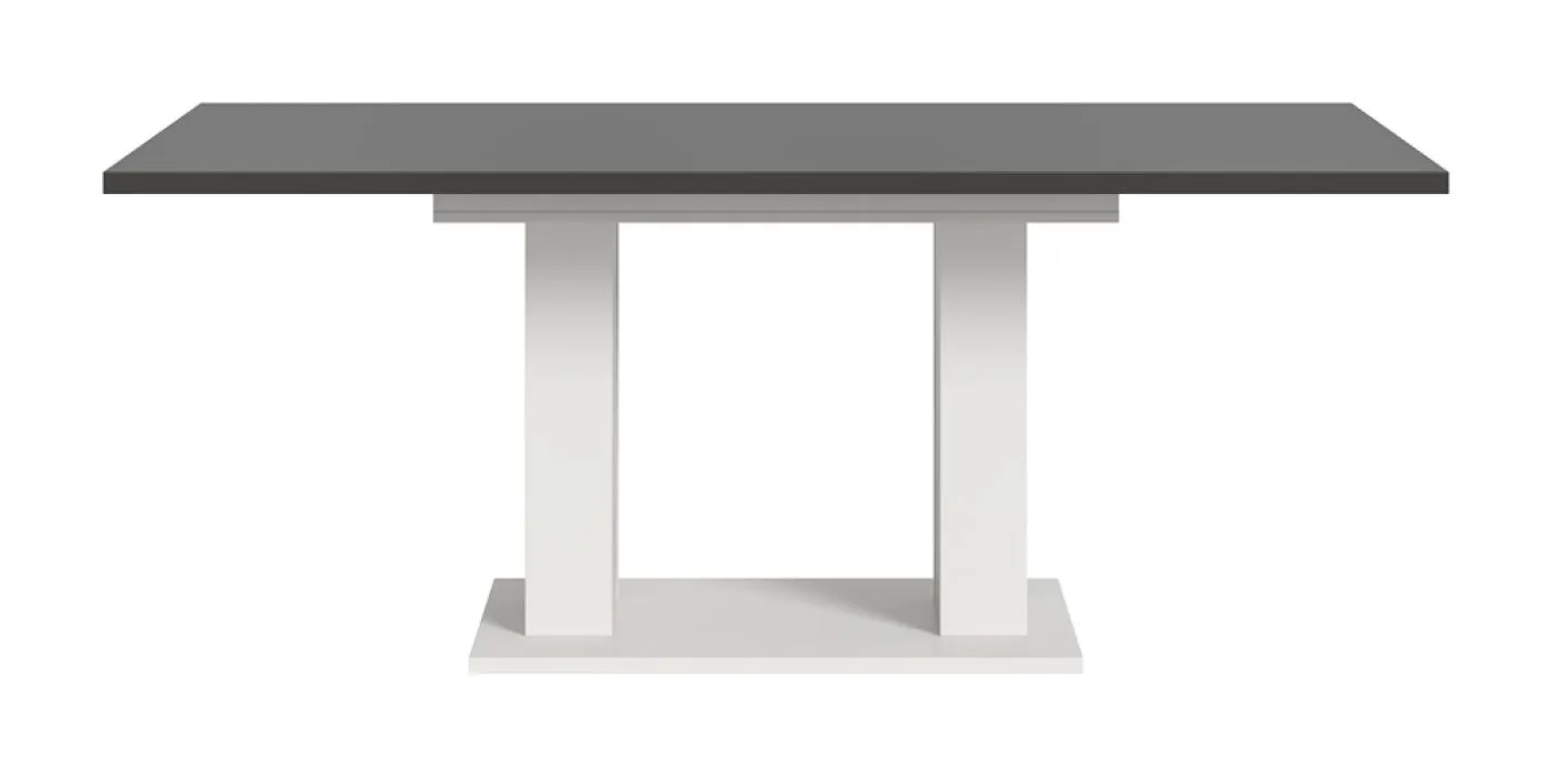 Esstisch Motion 2 | ausziehbar | Doppelsäulen-Fußgestell | weiß / grau | 150(190)x90