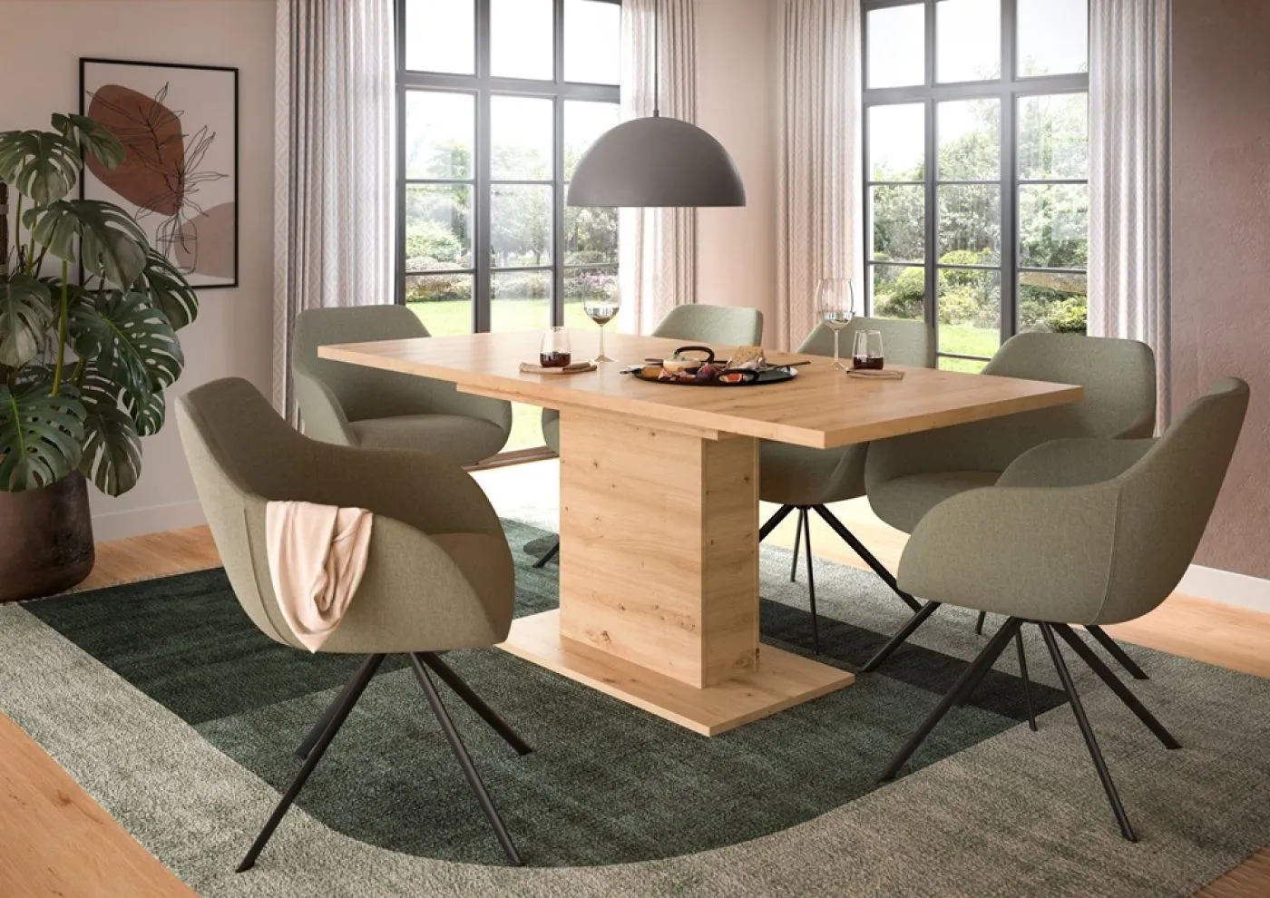 Esstisch Motion | ausziehbar | Säulen-Fußgestell | Eiche Artisan | 150(190)x90