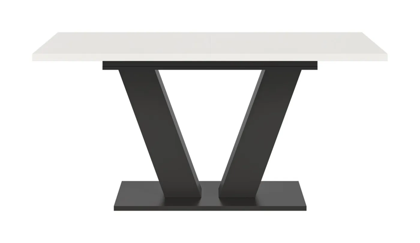 Esstisch Motion | ausziehbar V-Fußgestell | weiß / grau 150(190)x90