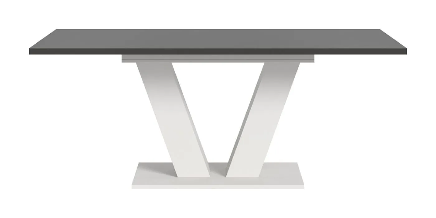 Esstisch Motion | ausziehbar | V-Fußgestell | weiß / grau | 150(190)x90