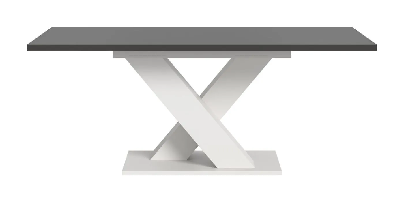 Esstisch Motion | ausziehbar | X-Fußgestell | weiß / grau | 150(190)x90