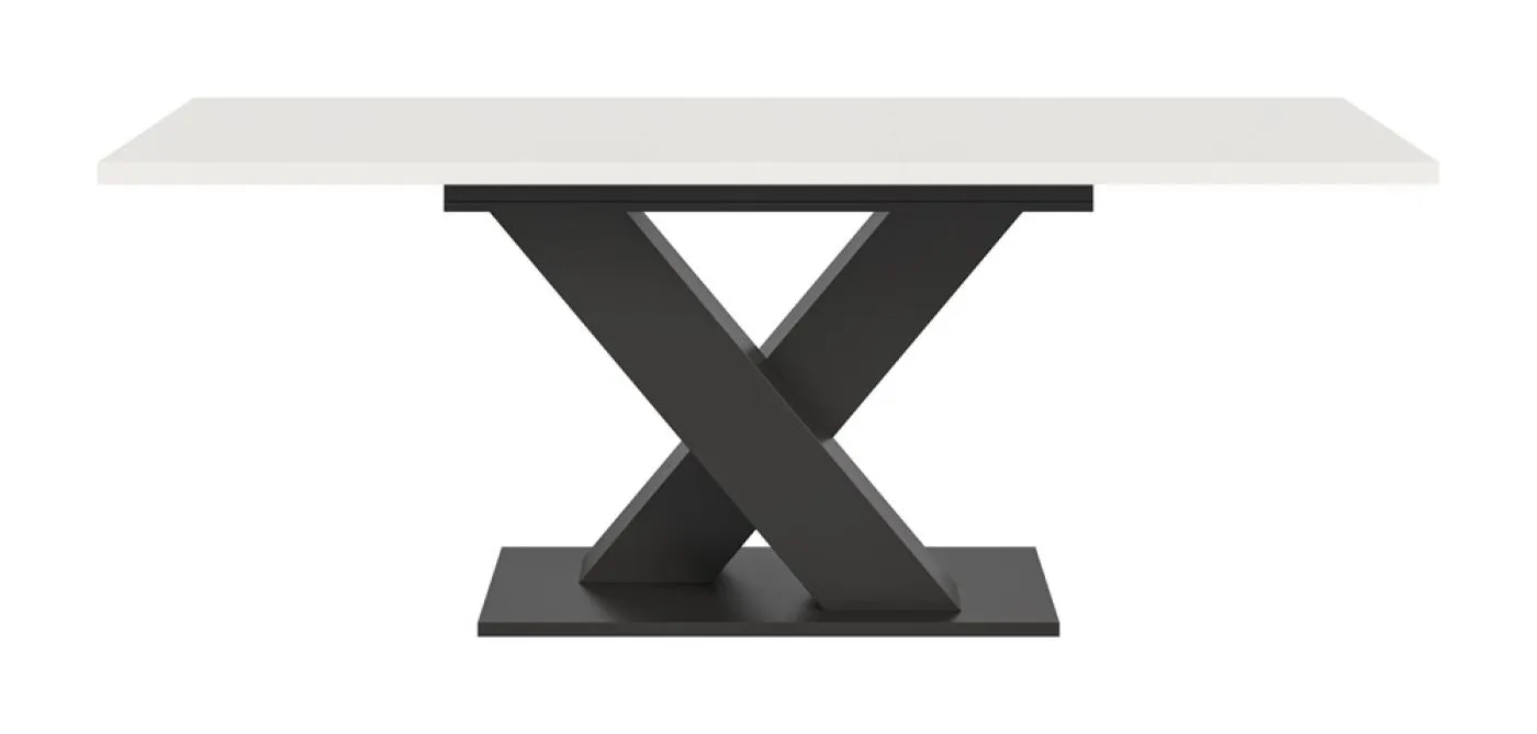 Esstisch Motion | ausziehbar | X-Fußgestell | weiß / grau 150(190)x90