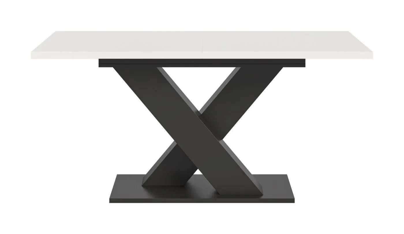 Esstisch Motion | ausziehbar | X-Fußgestell | weiß / grau 150(190)x90