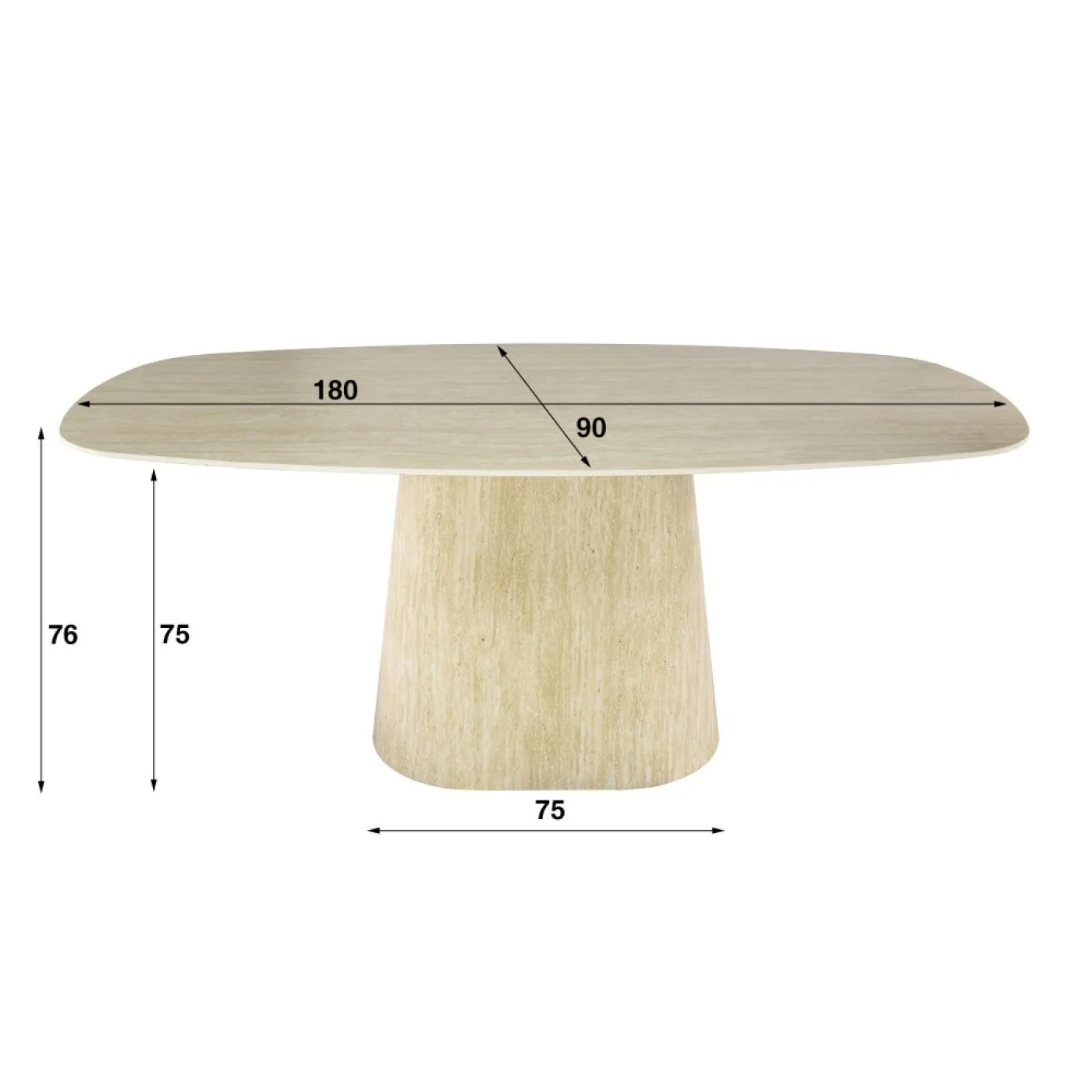 Esstisch Homa 2 | oval | 180 cm | 3D Keramik | Travertin