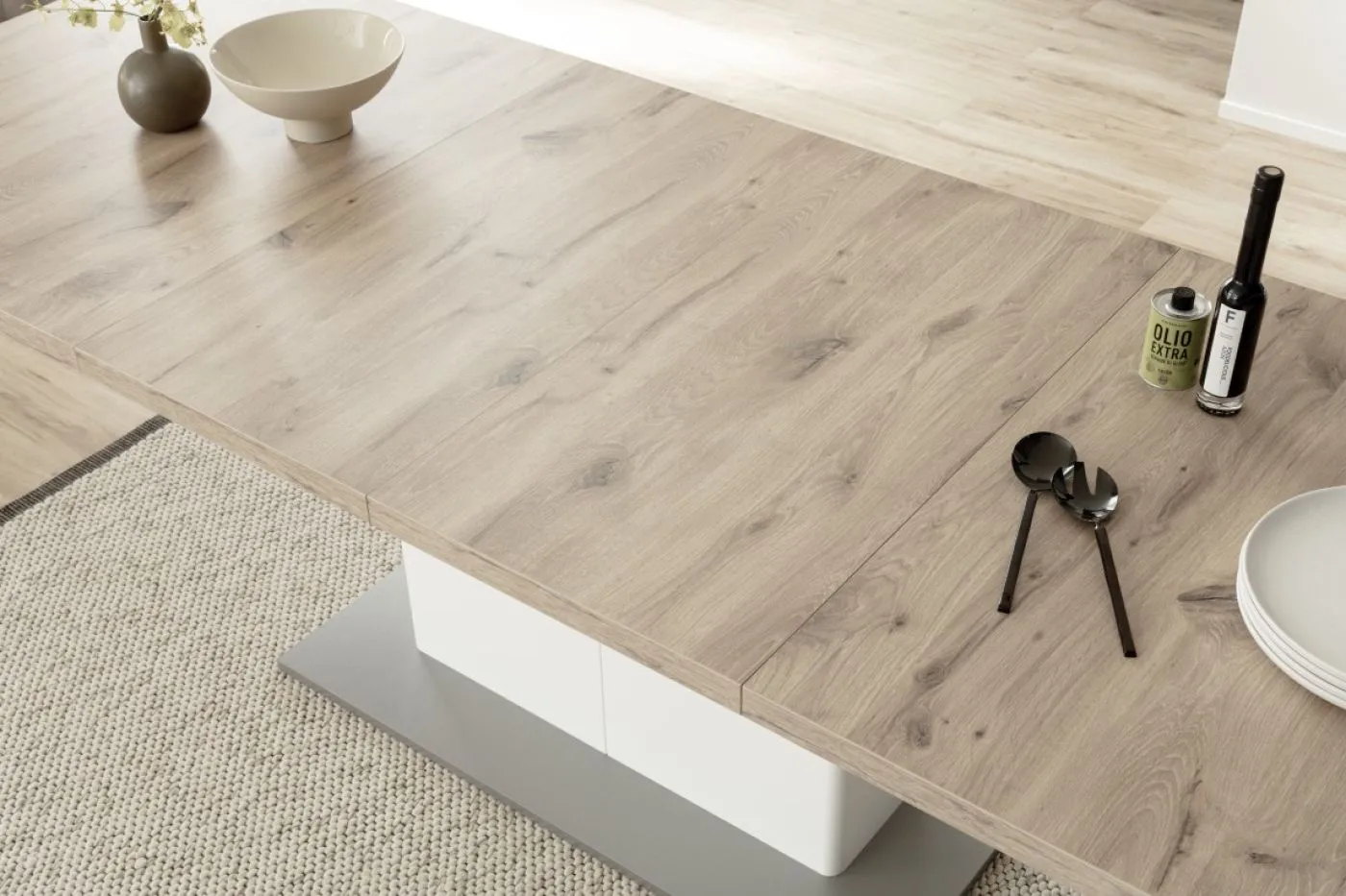 Esstisch Palermo | 180(280)x100 | ausziebar | Soft white / Viking Oak