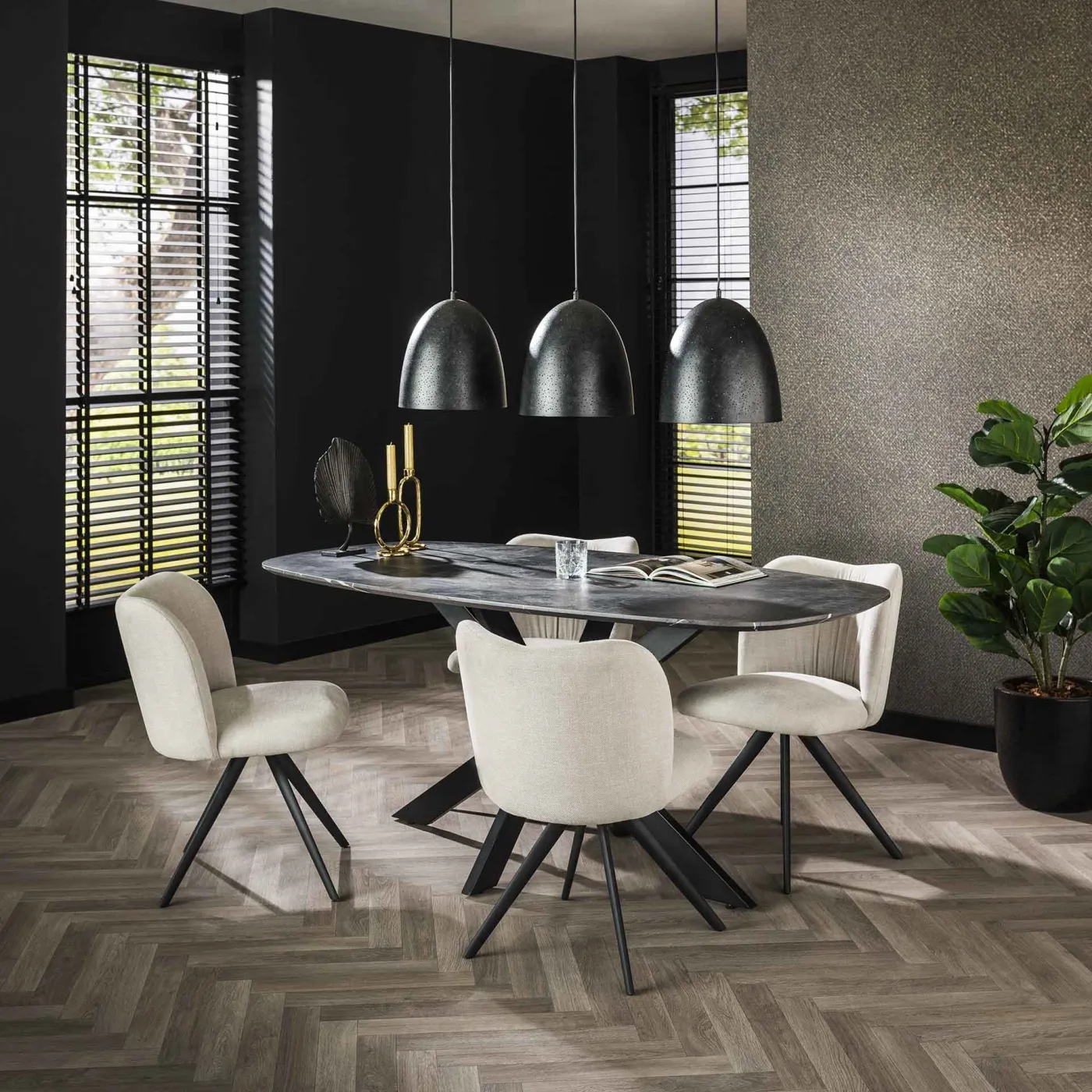 Esstisch Payson oval | Marmor Optik | 180x90 cm