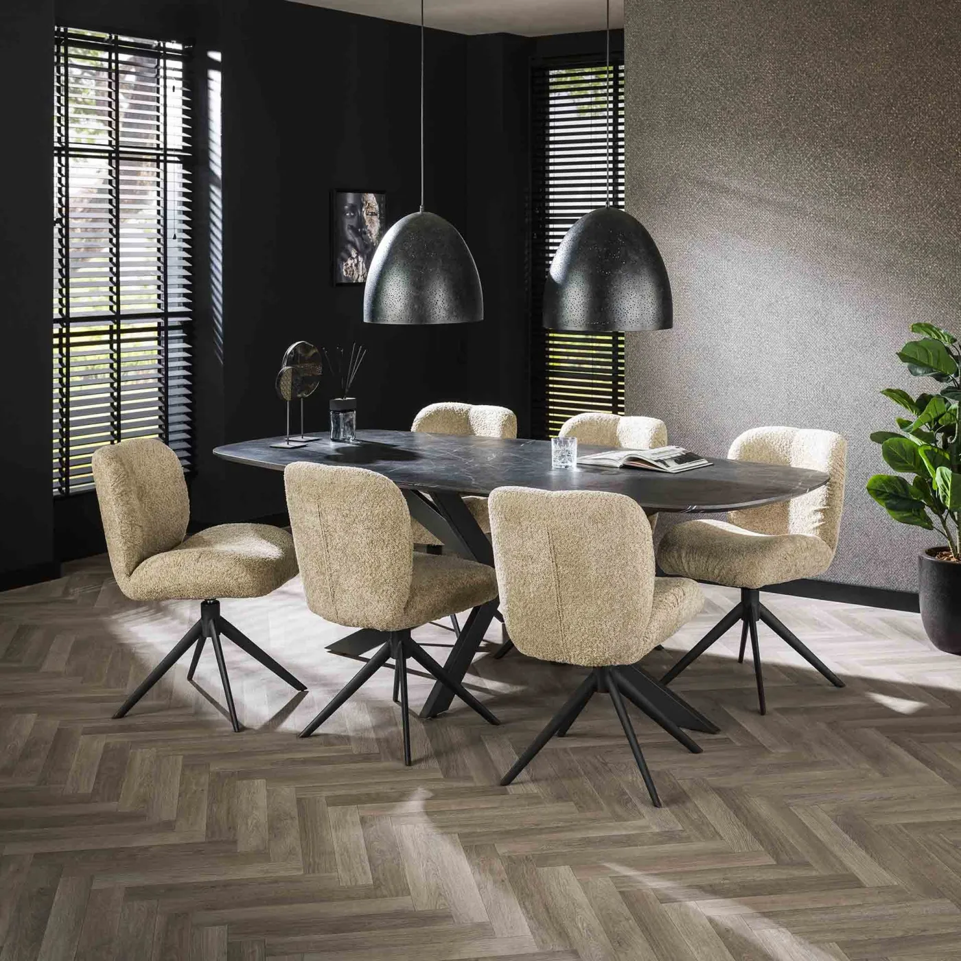 Esstisch Payson oval | Marmor Optik | 215x105 cm
