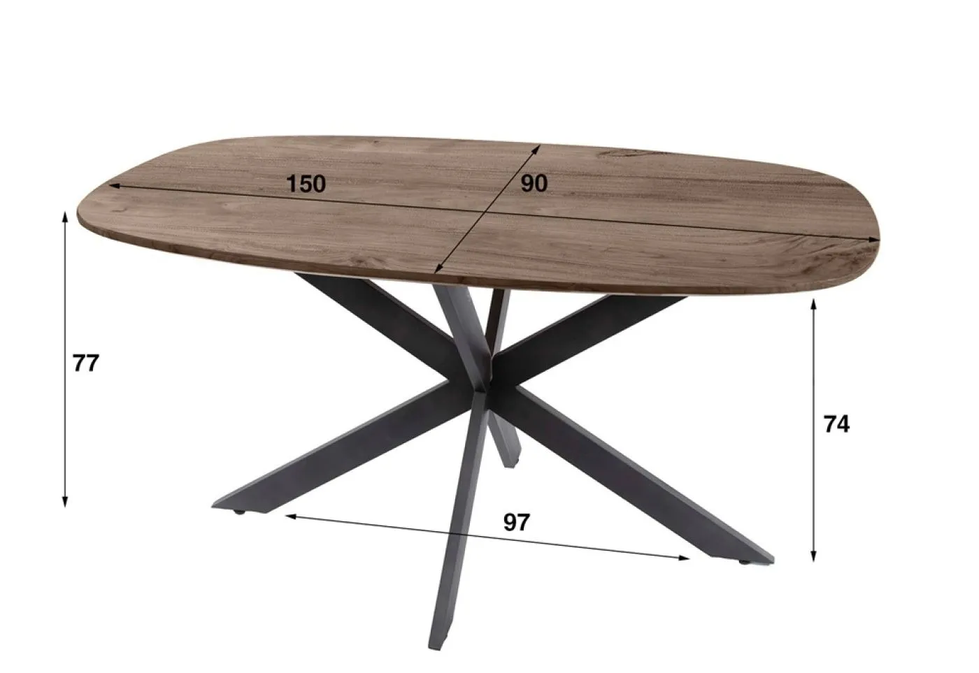 Esstisch Poem | 150cm | dänisch oval | Akazie massiv | braun