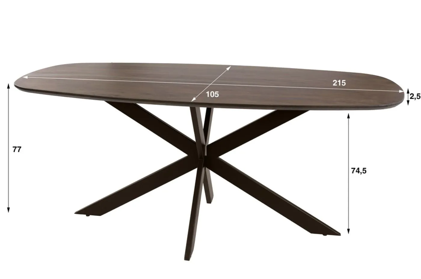 Esstisch Poem | 215cm | dänisch oval | Akazie massiv | braun