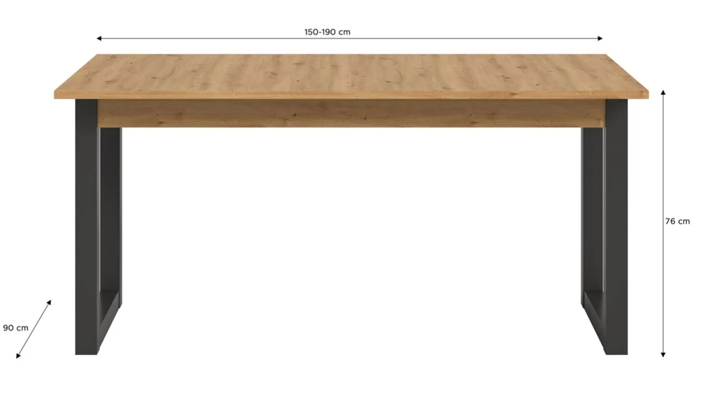 Esstisch Seattle | ausziehbar | Artisan Eiche / grau | 150(190)x80