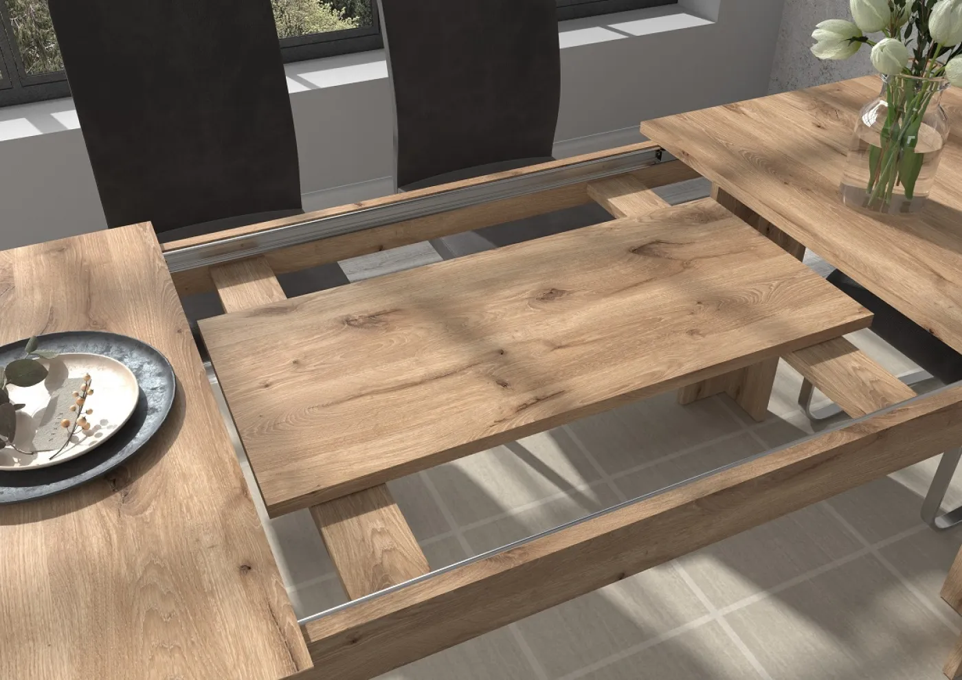 Esstisch Titan | Ausziehtisch | Nox Oak | 160 (200) x 90