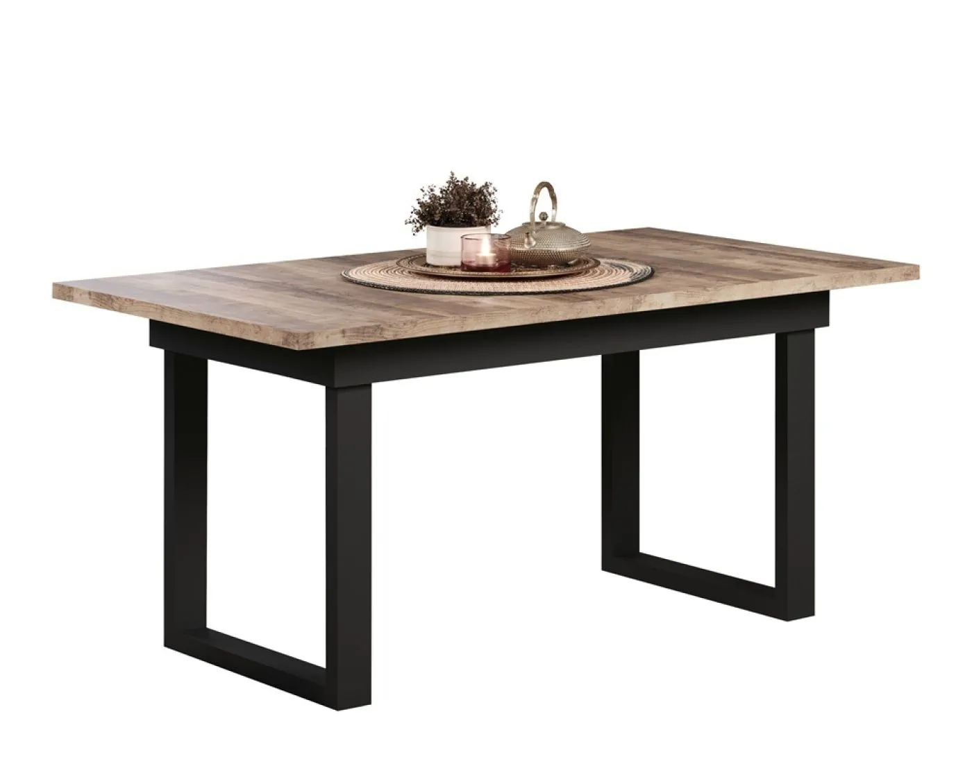Esstisch Universal | ausziebar | 160 /200) x 90 | Eiche Tabak / Schwarz