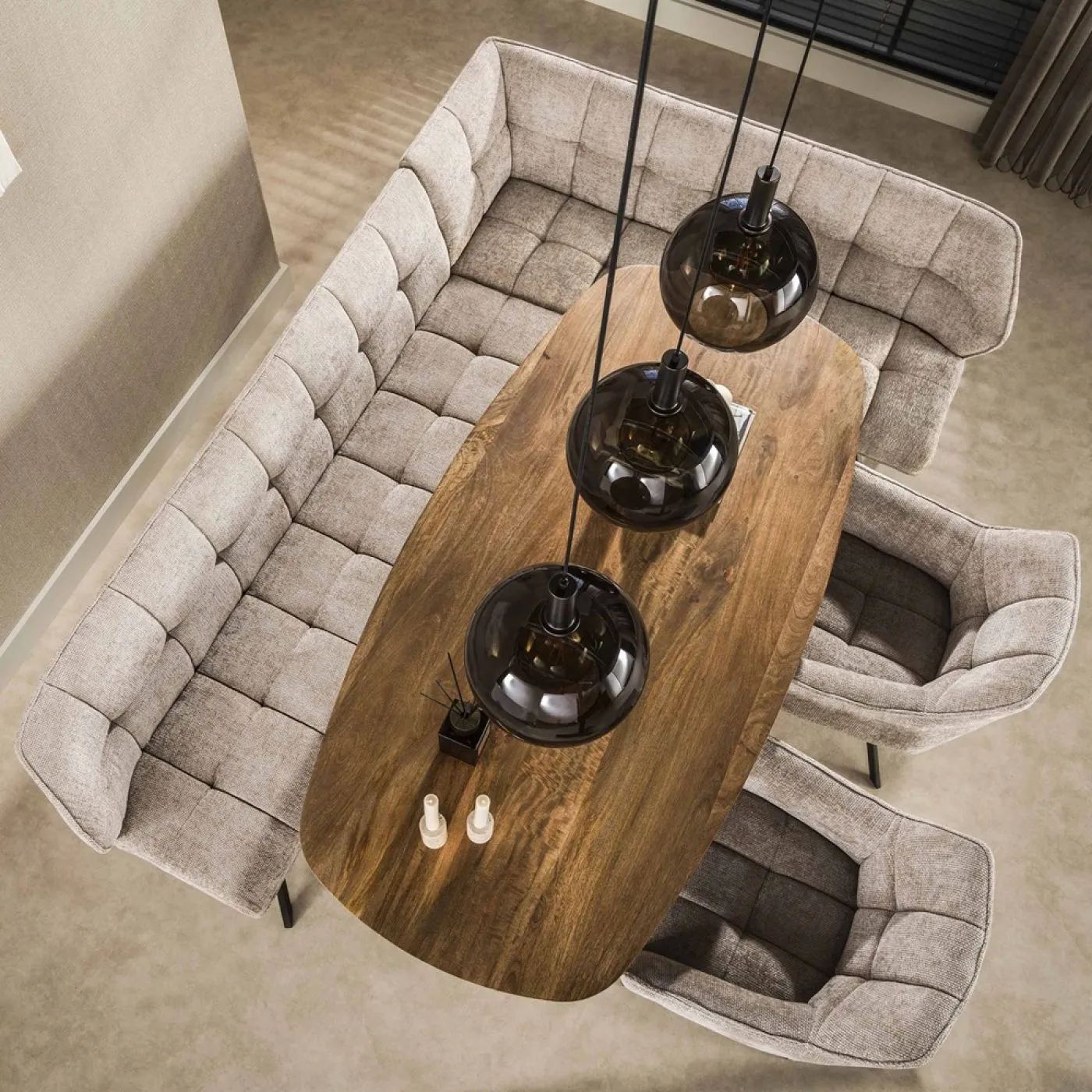 Eckbank Esszimmer Muda | rechts | Hoven-Stoff / Chenille | sand-braun