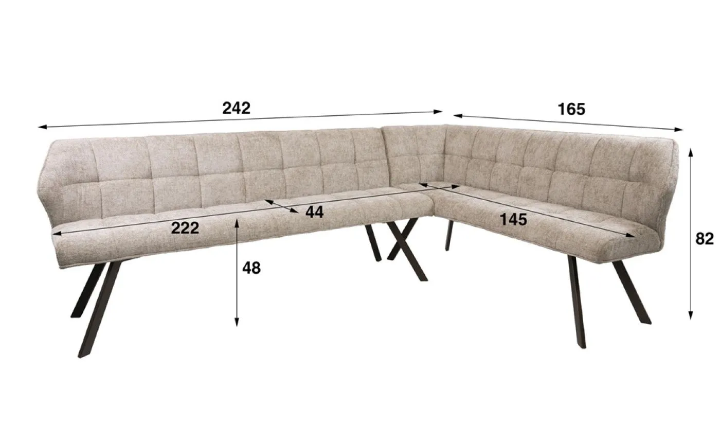 Eckbank Esszimmer Muda | rechts | Hoven-Stoff / Chenille | sand-braun