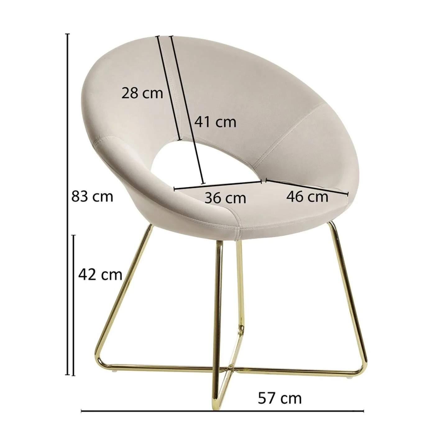 Esszimmerstuhl Julea | mit goldenen Beinen | samt | beige