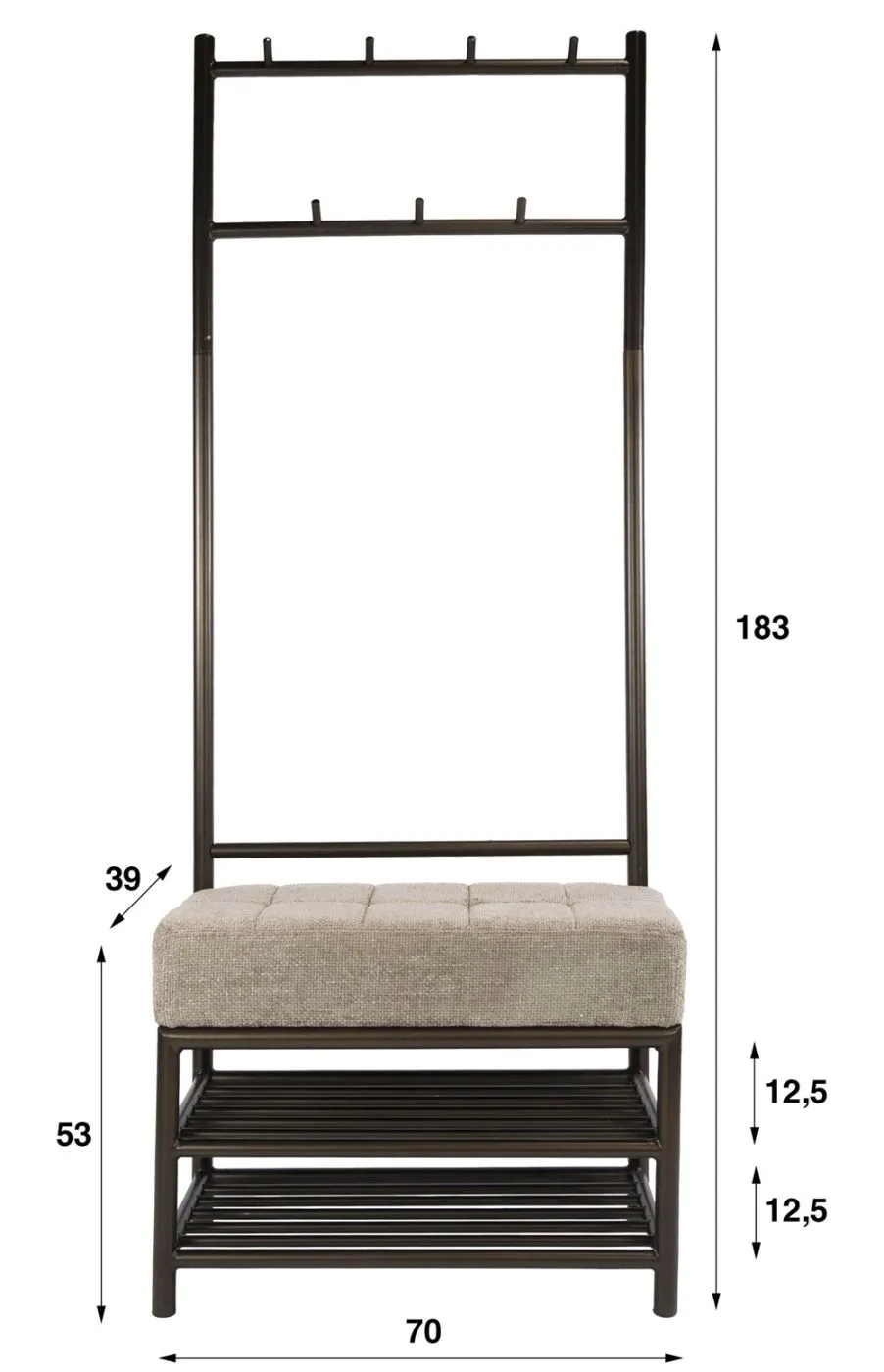Garderobe Garderobenbank Shio 70cm | Drift brown