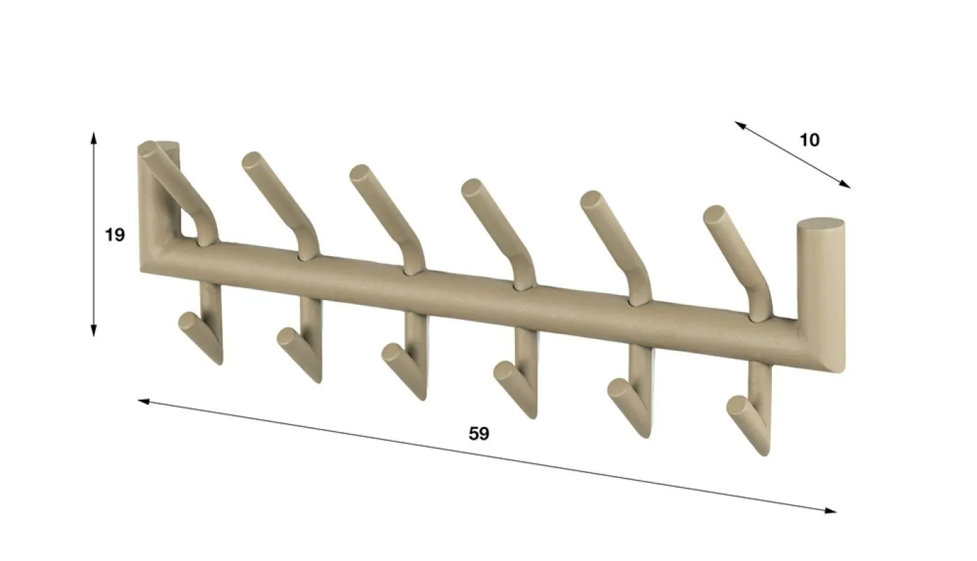 Garderobe Wandgarderobe Torino | 2x6 Haken | Stahl | beige