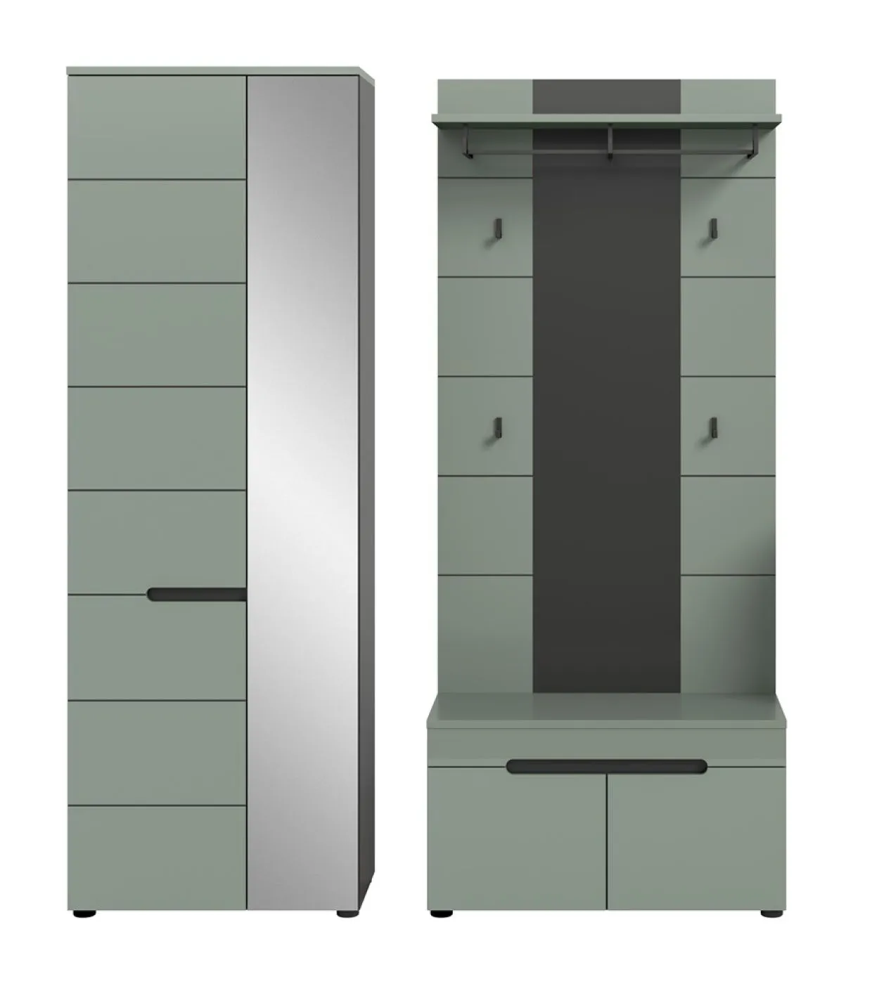 Garderoben-Set Canu 1 | Basalt grau / Smoke Green | 3-teilig mit Sitzkissen