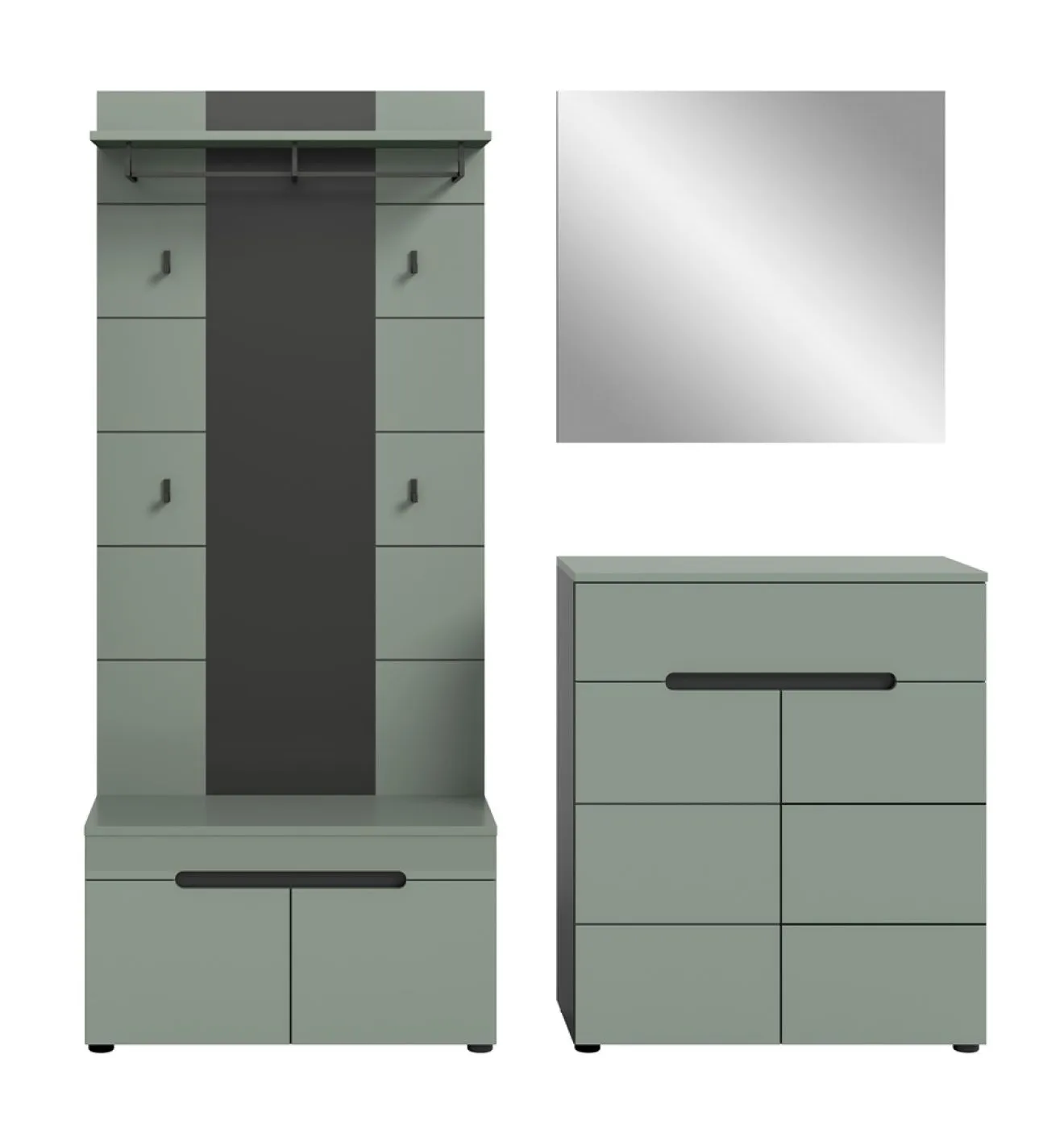 Garderoben-Set Canu 1 | Basalt grau / Smoke Green | 4-teilig ohne