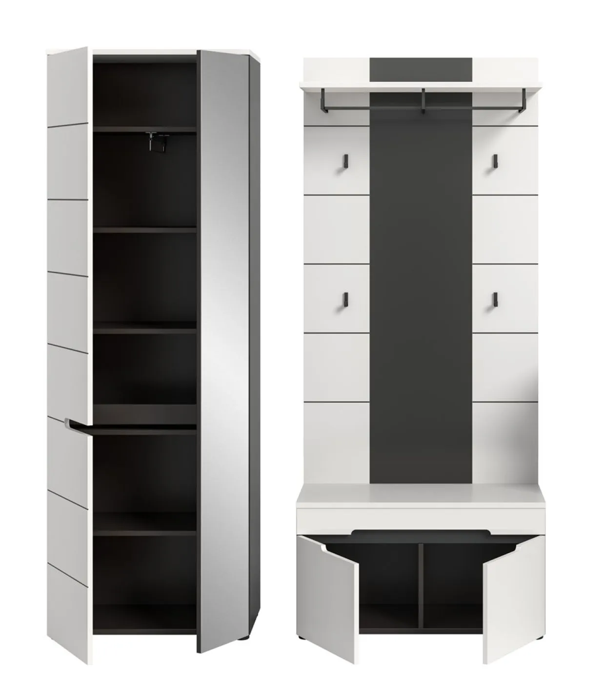 Garderoben-Set Canu 1 | Basalt grau / Weiß | 3-teilig