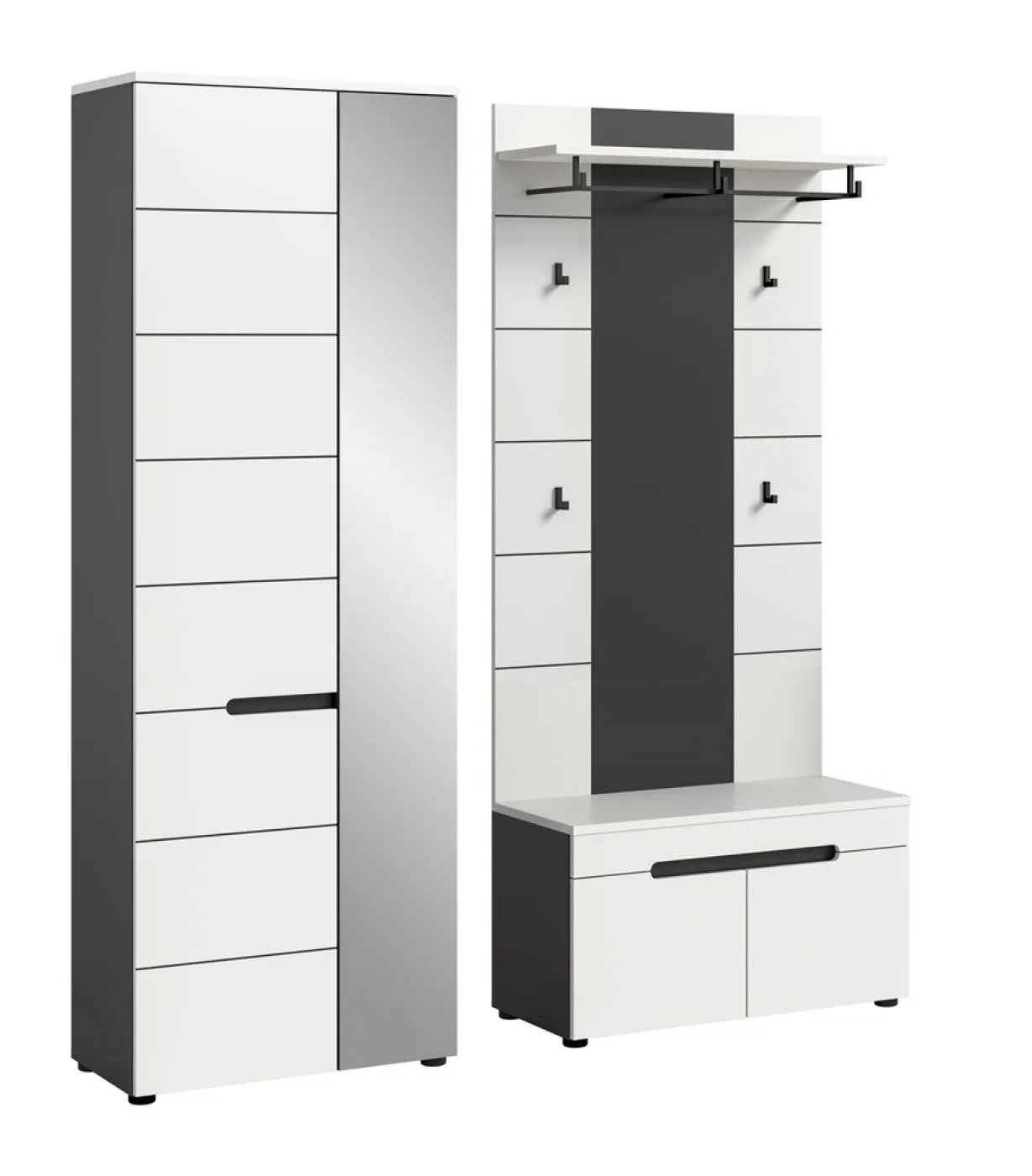 Garderoben-Set Canu 1 | Basalt grau / Weiß | 3-teilig ohne