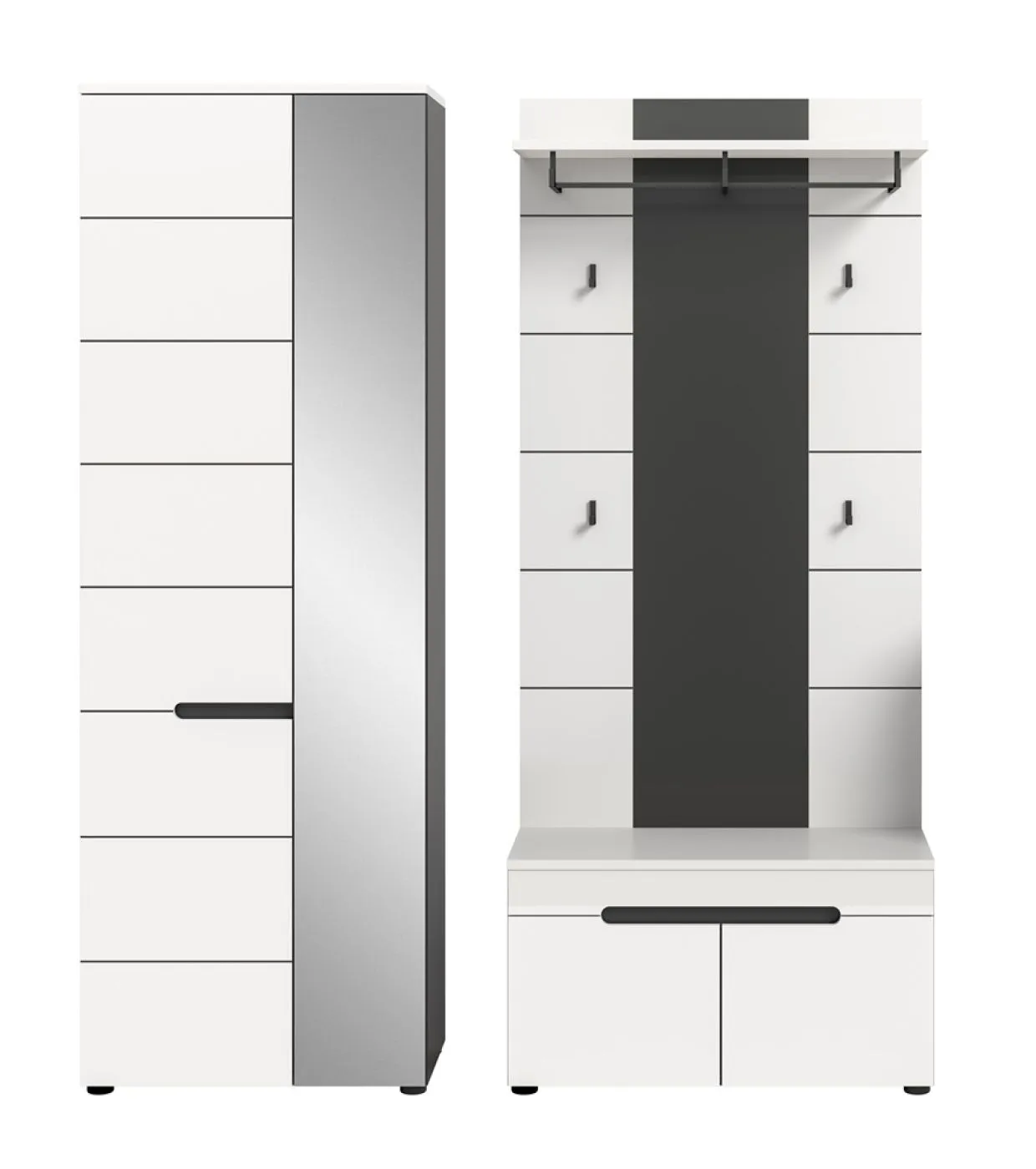 Garderoben-Set Canu 1 | Basalt grau / Weiß | 3-teilig ohne