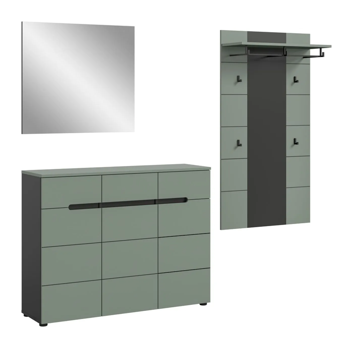 Garderoben-Set Canu 2 | Basalt grau / Smoke Green | 3-teilig