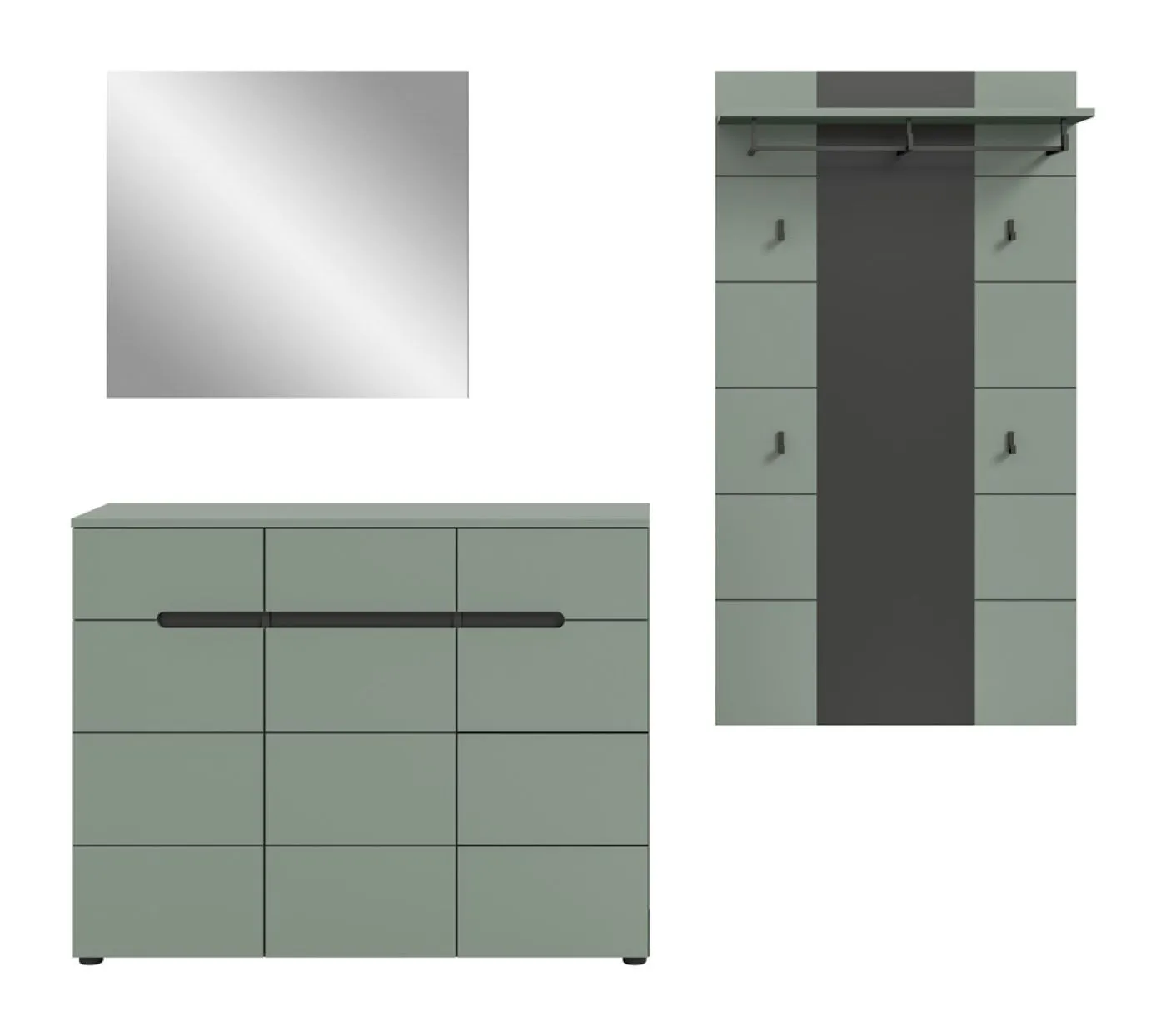 Garderoben-Set Canu 2 | Basalt grau / Smoke Green | 3-teilig